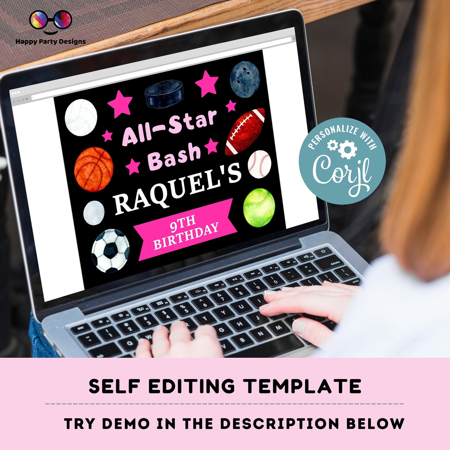 Editable Sports Birthday Placemat | Sports Party | Sports Placemat | Editable Instant Download | All Star Party placemat Edit Online #K140