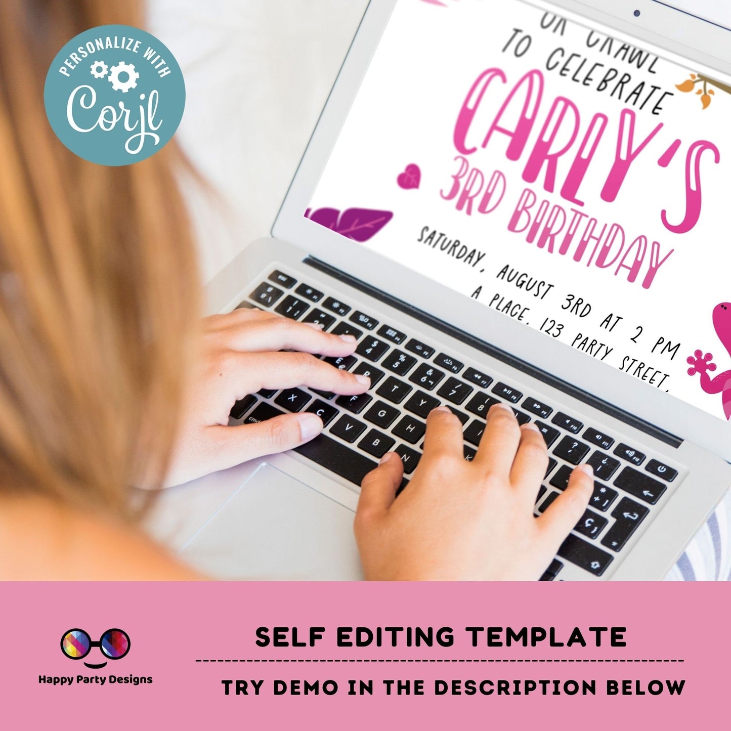 Editable Reptile Invitation | girl Reptile Birthday Invitation Printable | Snake Invitation | Lizard Invitation | Reptile Party Invite #K170