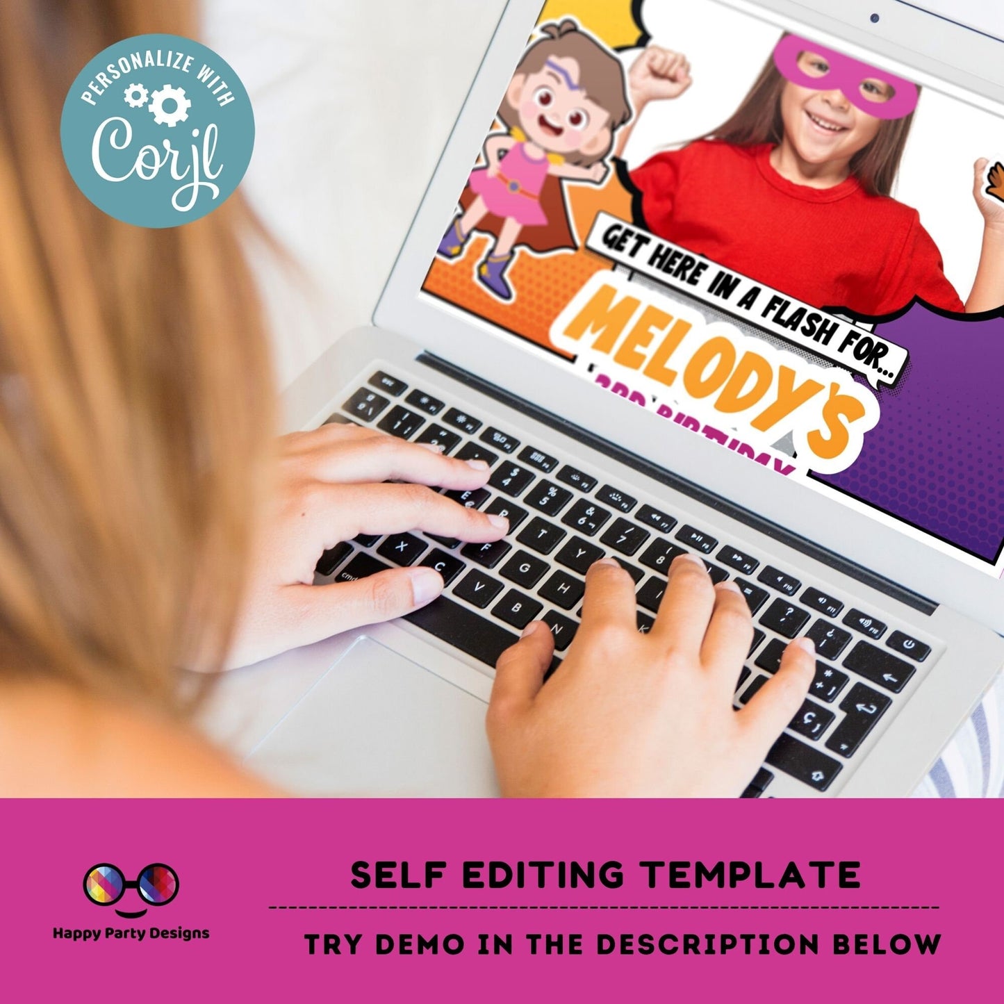Girl Superhero Invitation with photo | girl Superhero Comic Birthday Invite | Birthday girl | girl Superhero Birthday Invitation #K171