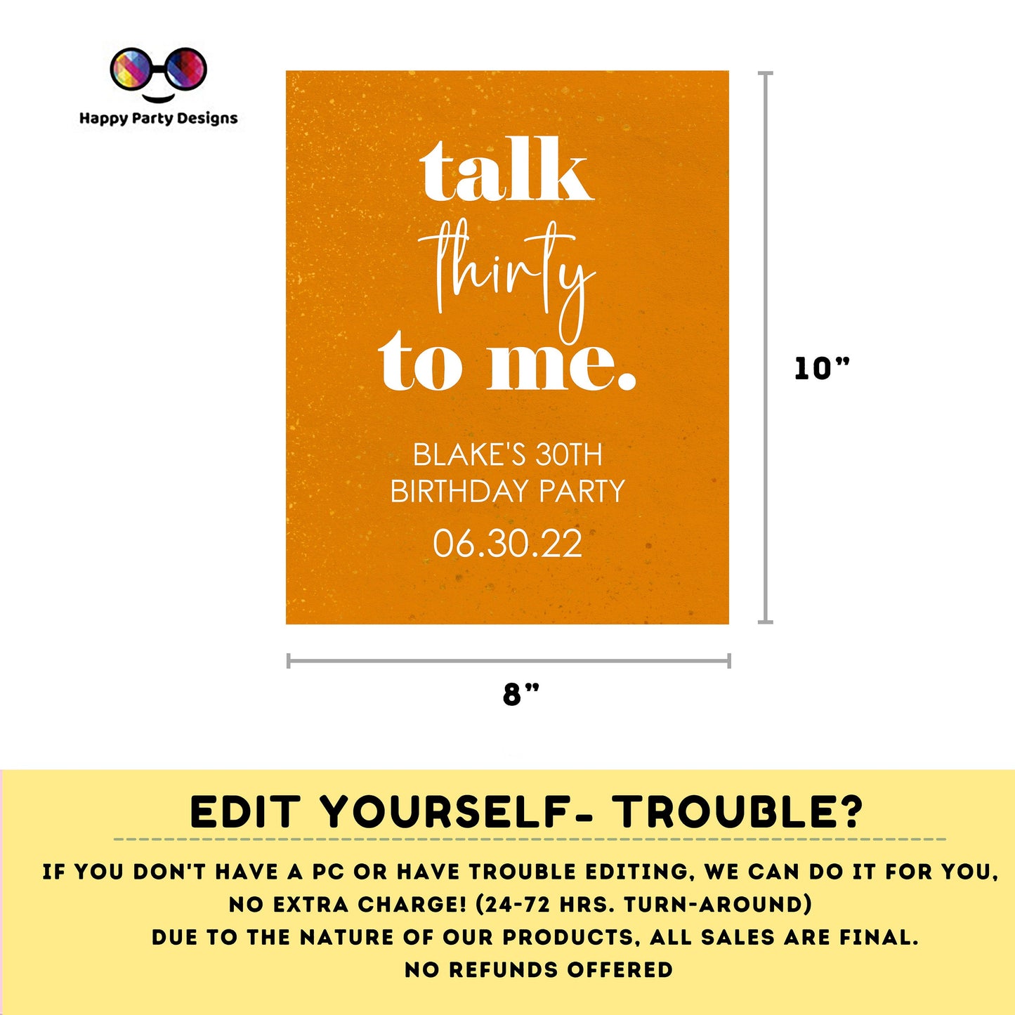 Editable Welcome Sign | Talk THIRTY to me boho 30th Birthday Party Welcome Sign | birthday Decorations | Welcome Sign | boho party #A9