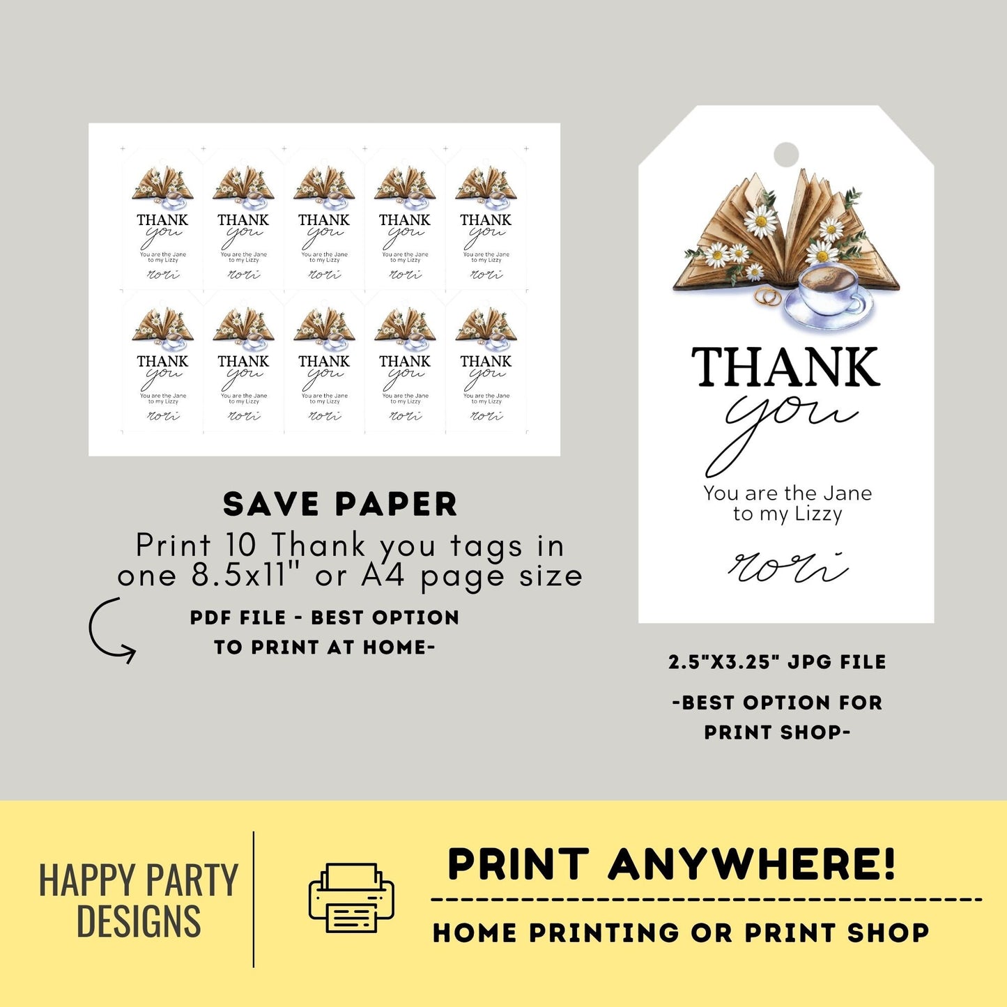 Thanks a Latte Favor Tag Template | birthday | baby shower | bachelorette | Thank you tag | Gift Tag | Template | Love is Brewing #W3