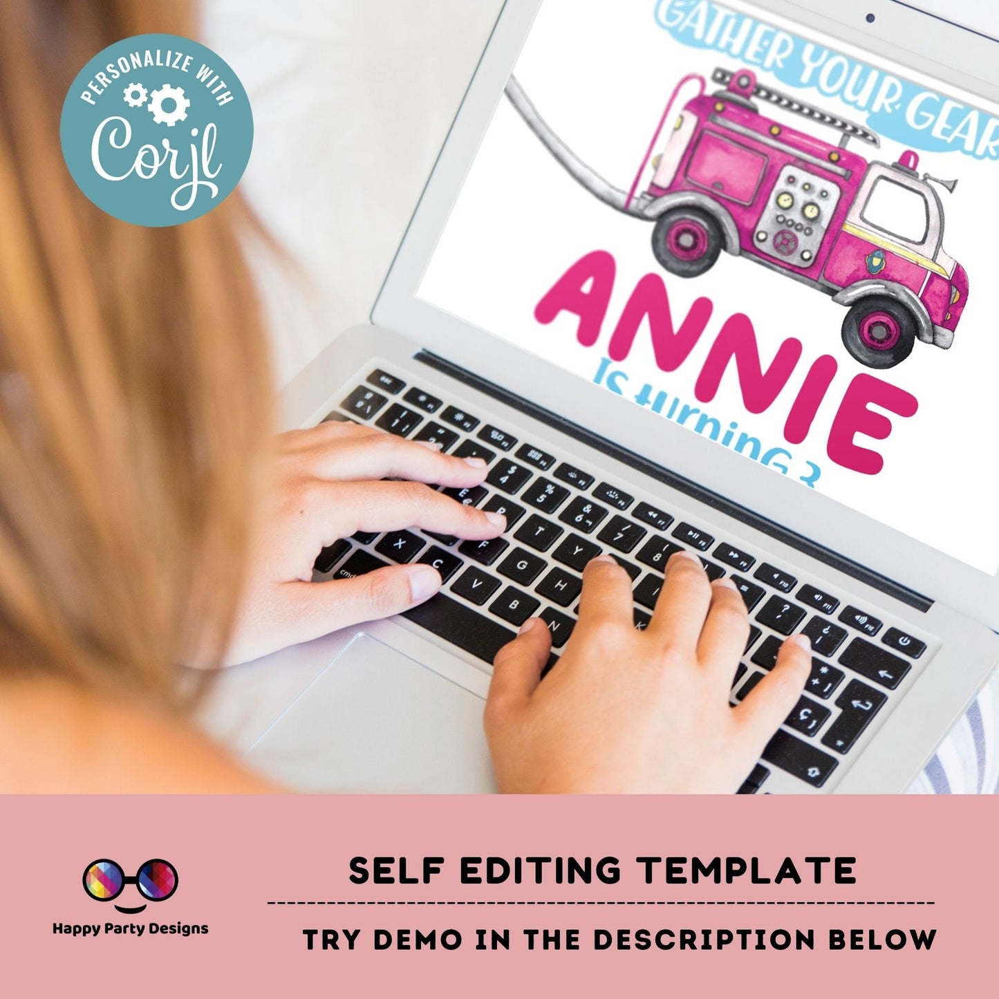 Firetruck Birthday Invitation Party Invite | trucks party | girl First Firefighter | Monster Truck Fireman Party Invite | Fire Engine #K148