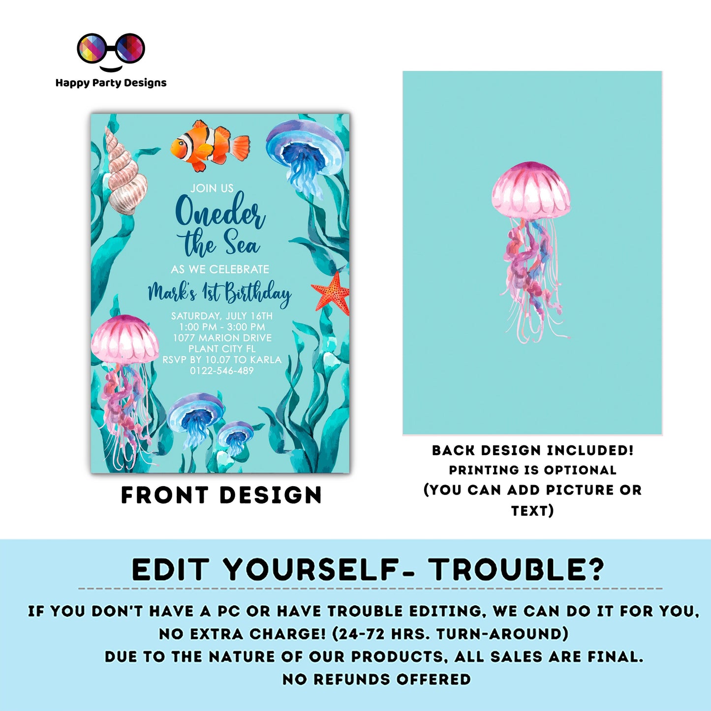 Oneder the sea Invitation | Editable Ocean Invitation | under the sea party | under the sea Evite | boy birthday | any age #K149
