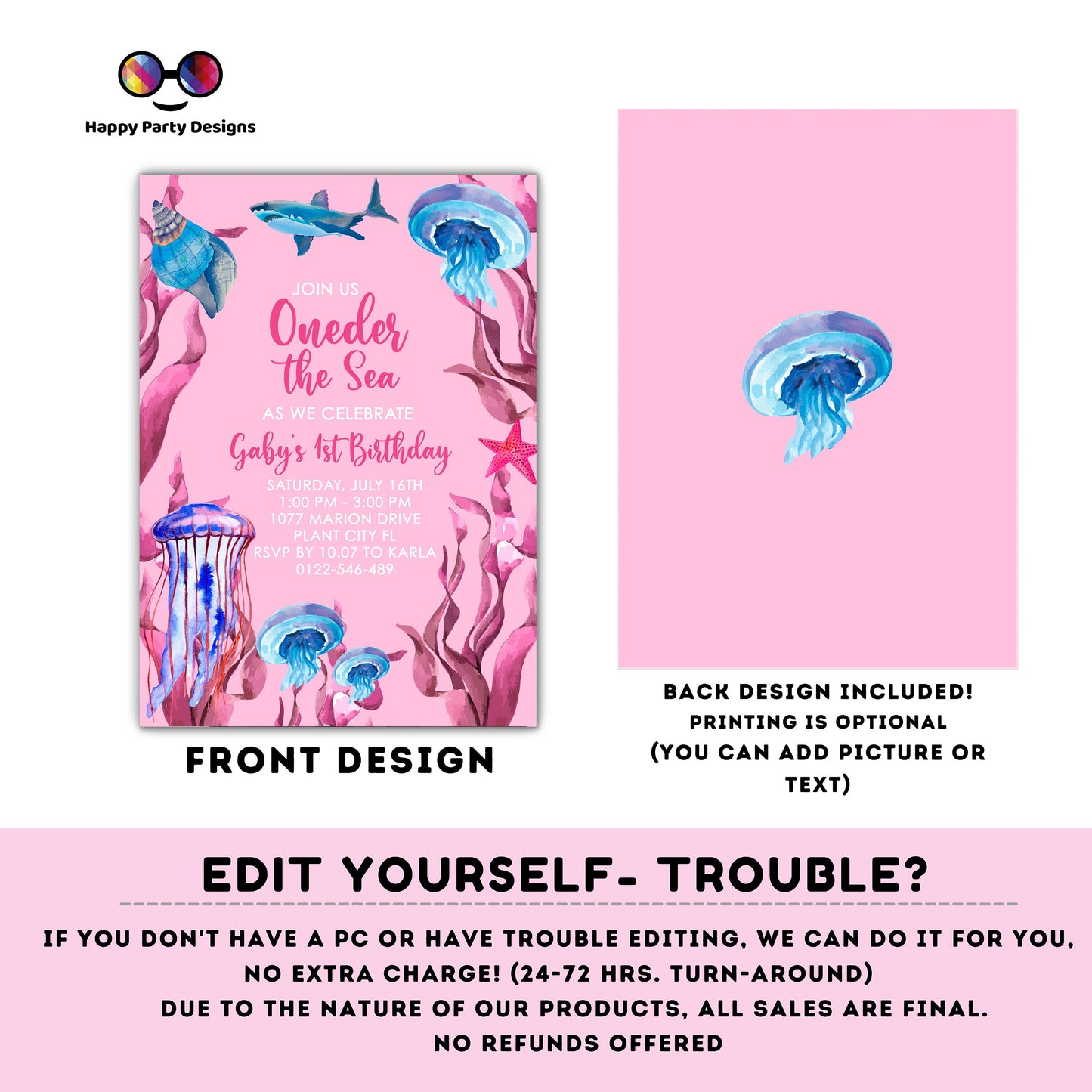 Oneder the sea Invitation | Editable Ocean Invitation | under the sea party | under the sea Evite | girl birthday | any age #K149
