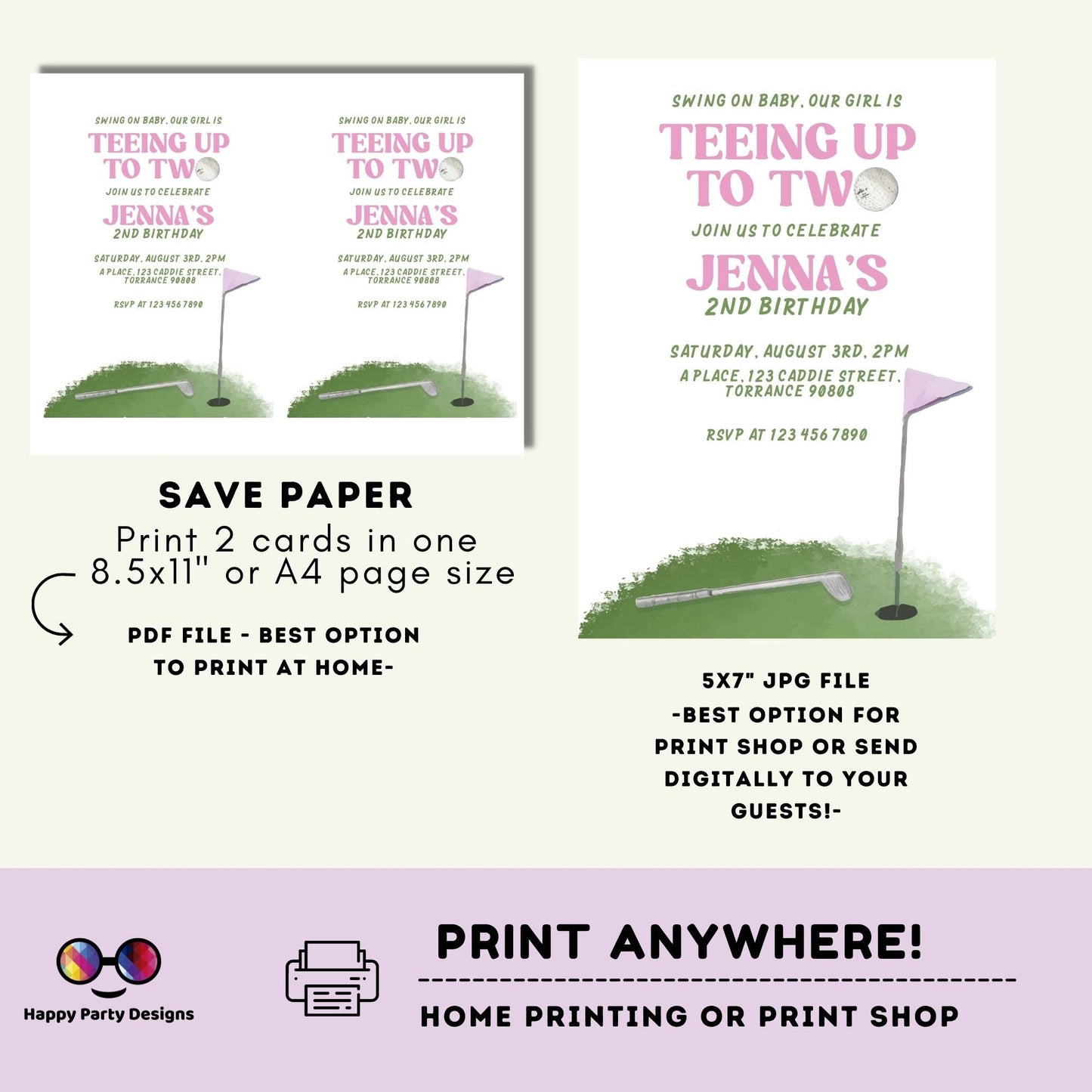 EDITABLE Mini Golf Invitation Birthday | Golf Golf Par-tee Birthday Invitation | Printable Golf Birthday Party Invitation | Golfer #K178