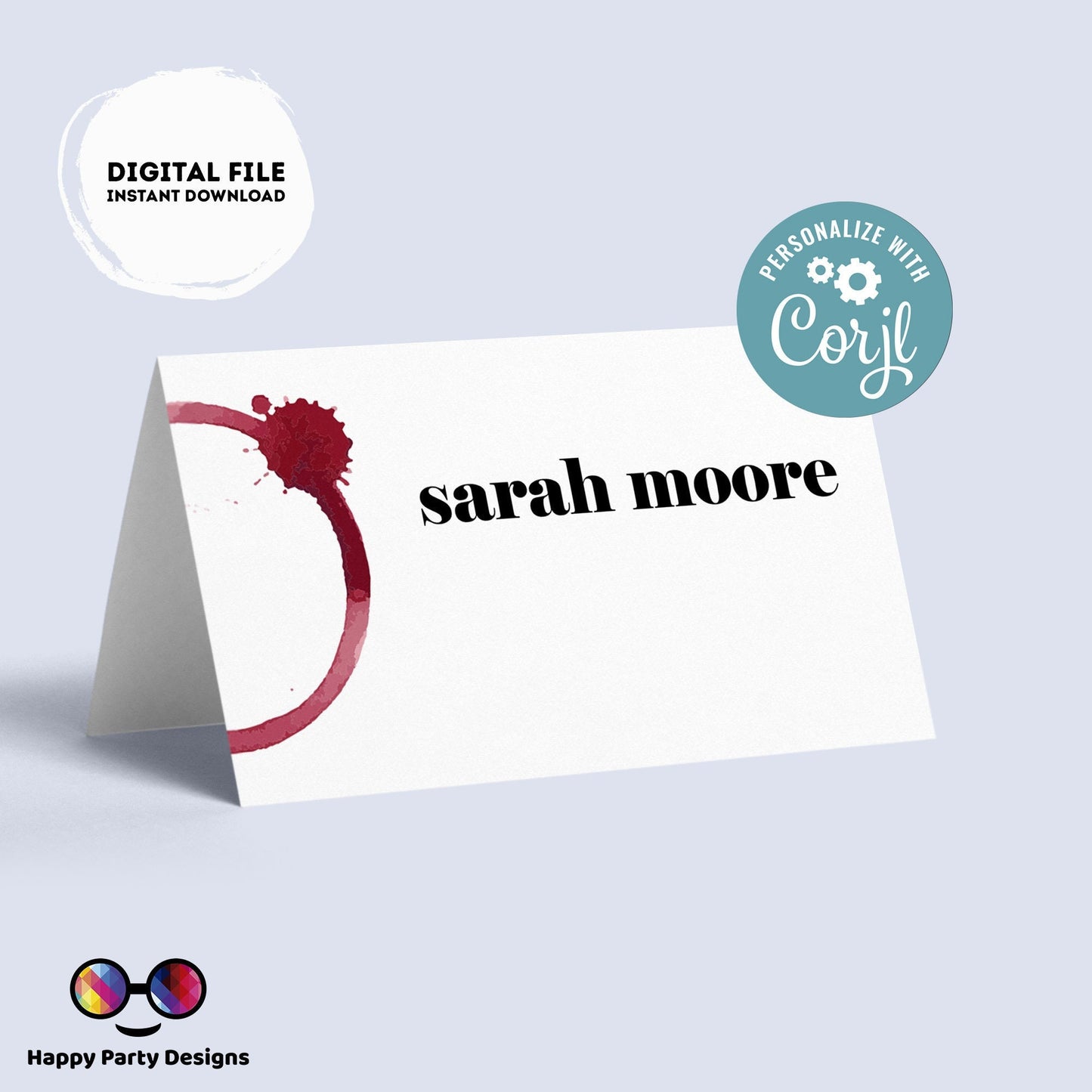 Wine Birthday placecard | Wine party | buffet labels | hello forty birthday party | food label template | red wine | Wedding placecard #A10