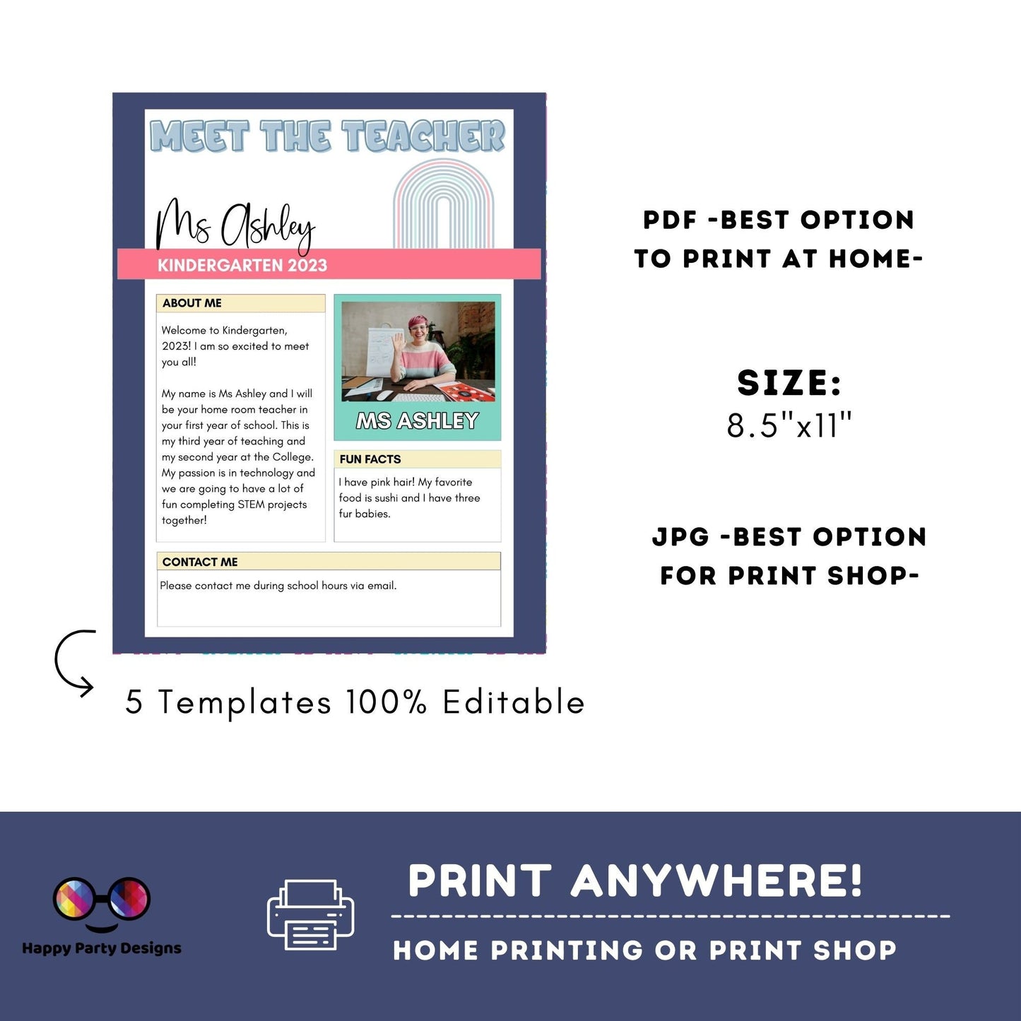 Editable Meet the Teacher modern Templates bundle | Meet the Teacher Templates Back to School Welcome Letter Printable Meet the Teacher #S2