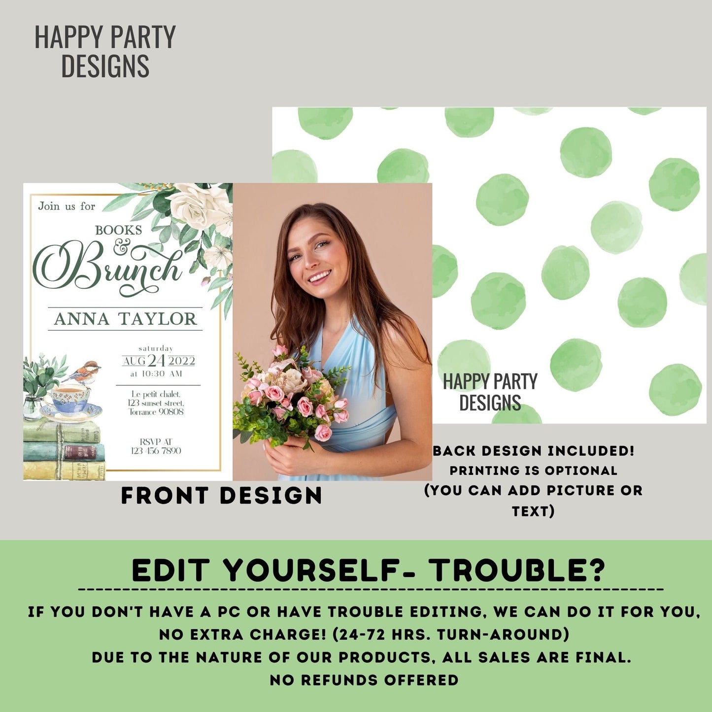 Book Themed Bridal Shower Invitation with photo | Love Story Bridal Shower Invitation | Bridal Brunch Wedding Shower | tea Bridal #W6