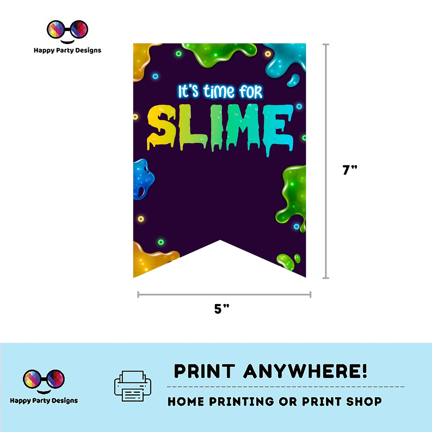 Happy Birthday slime Banner | slime party | Birthday banner | Slime birthday party | birthday girl | birthday boy | slime Banner #K125