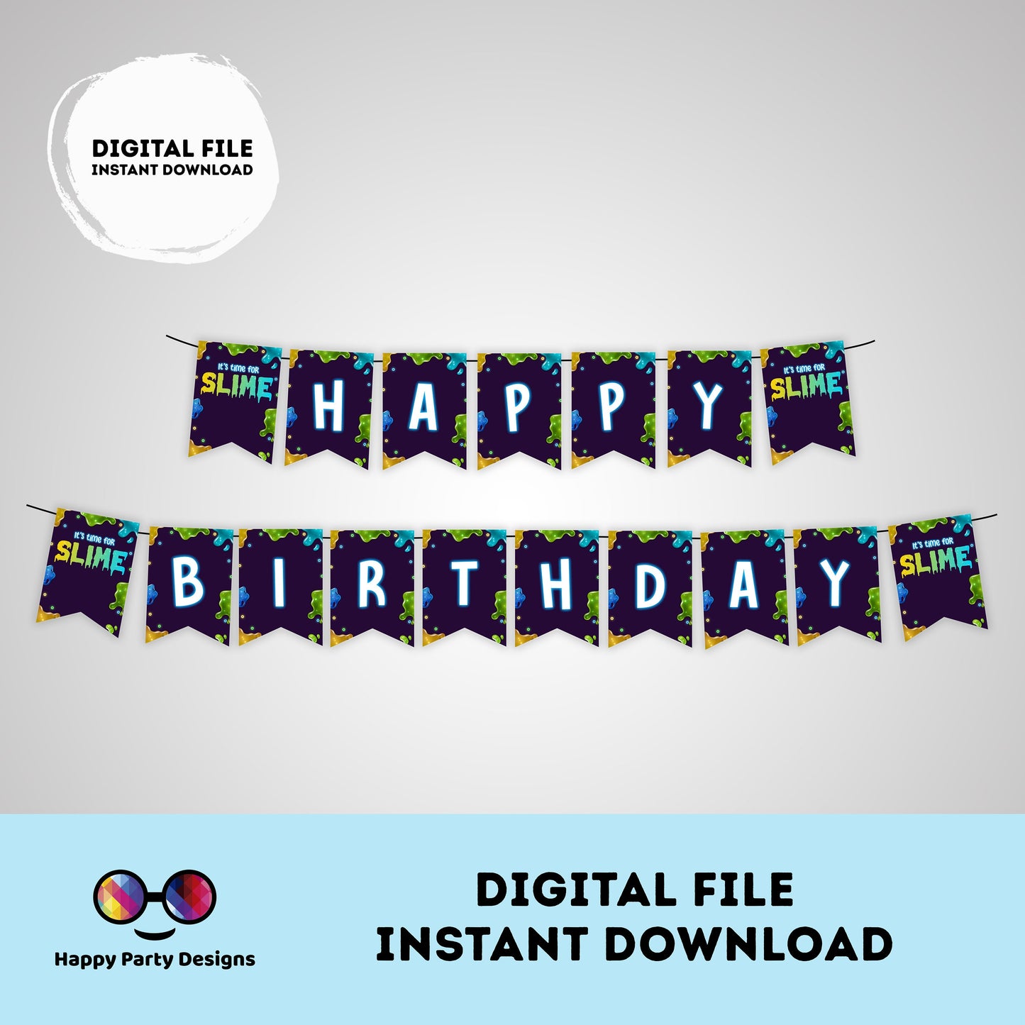 Happy Birthday slime Banner | slime party | Birthday banner | Slime birthday party | birthday girl | birthday boy | slime Banner #K125