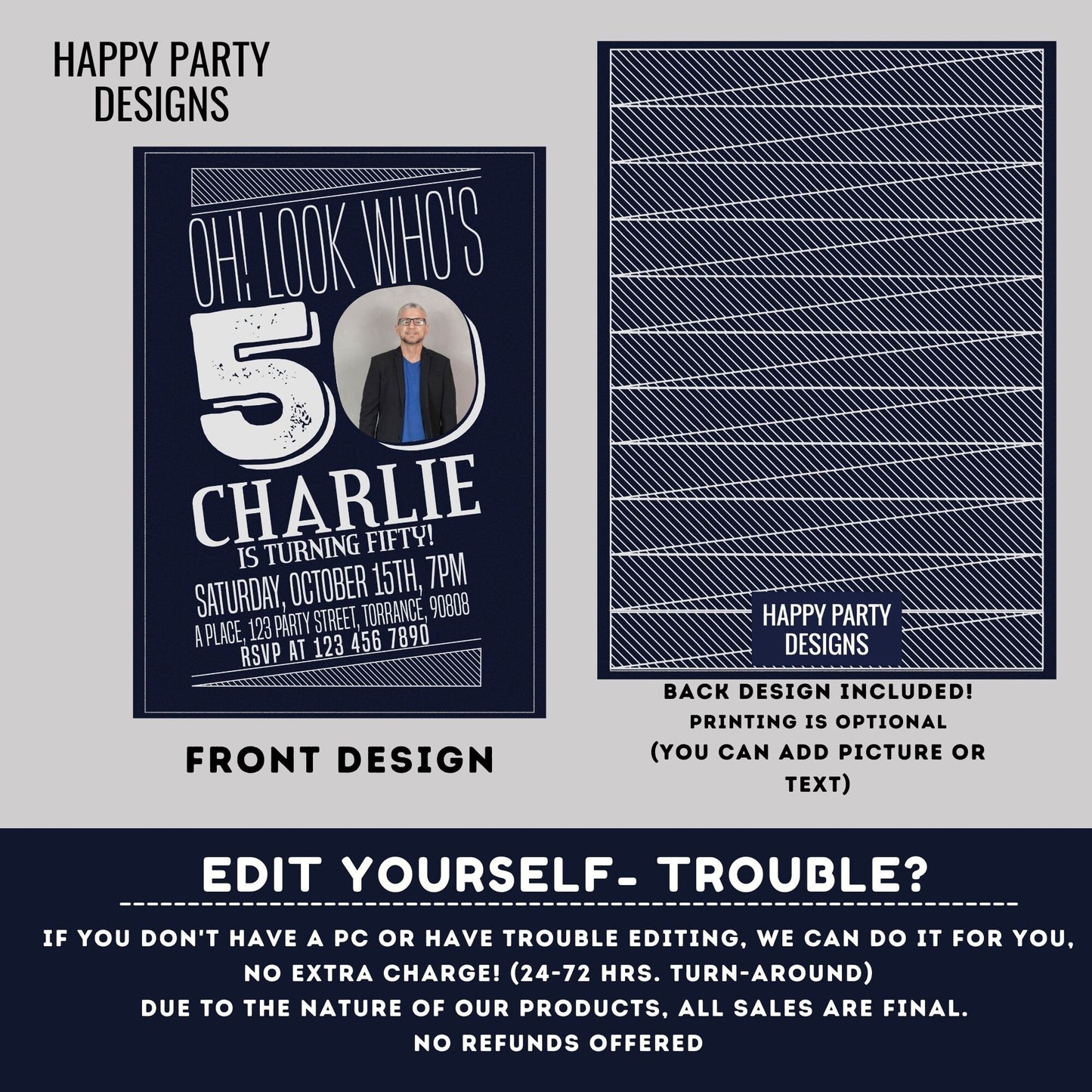 Look who's 50 Party Invite Printable | 50th birthday | Surprise party | Birthday Invite | Modern 50th Birthday #A20