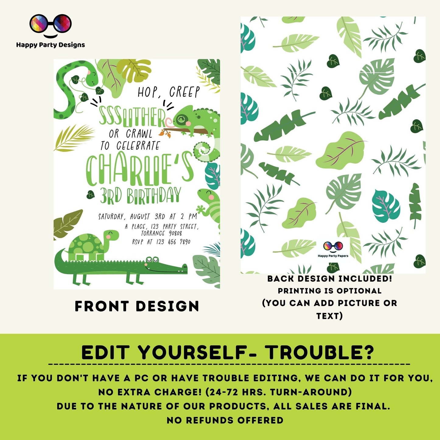 Editable Reptile Invitation | Reptile Birthday Invitation Printable | Snake Invitation | Lizard Invitation | Reptile Party Invite #K170