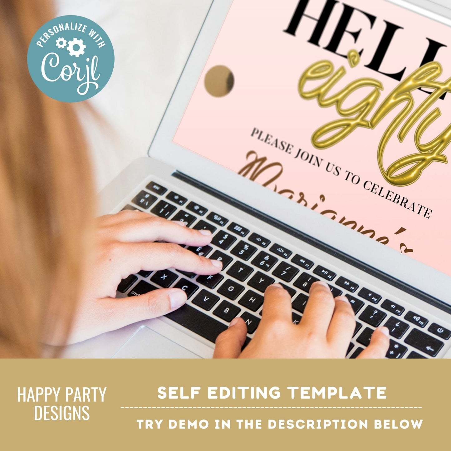 Hello eighty invitation | woman birthday | 80th Birthday Invitation For Women | Printable 80th Birthday Party Invitation #A22