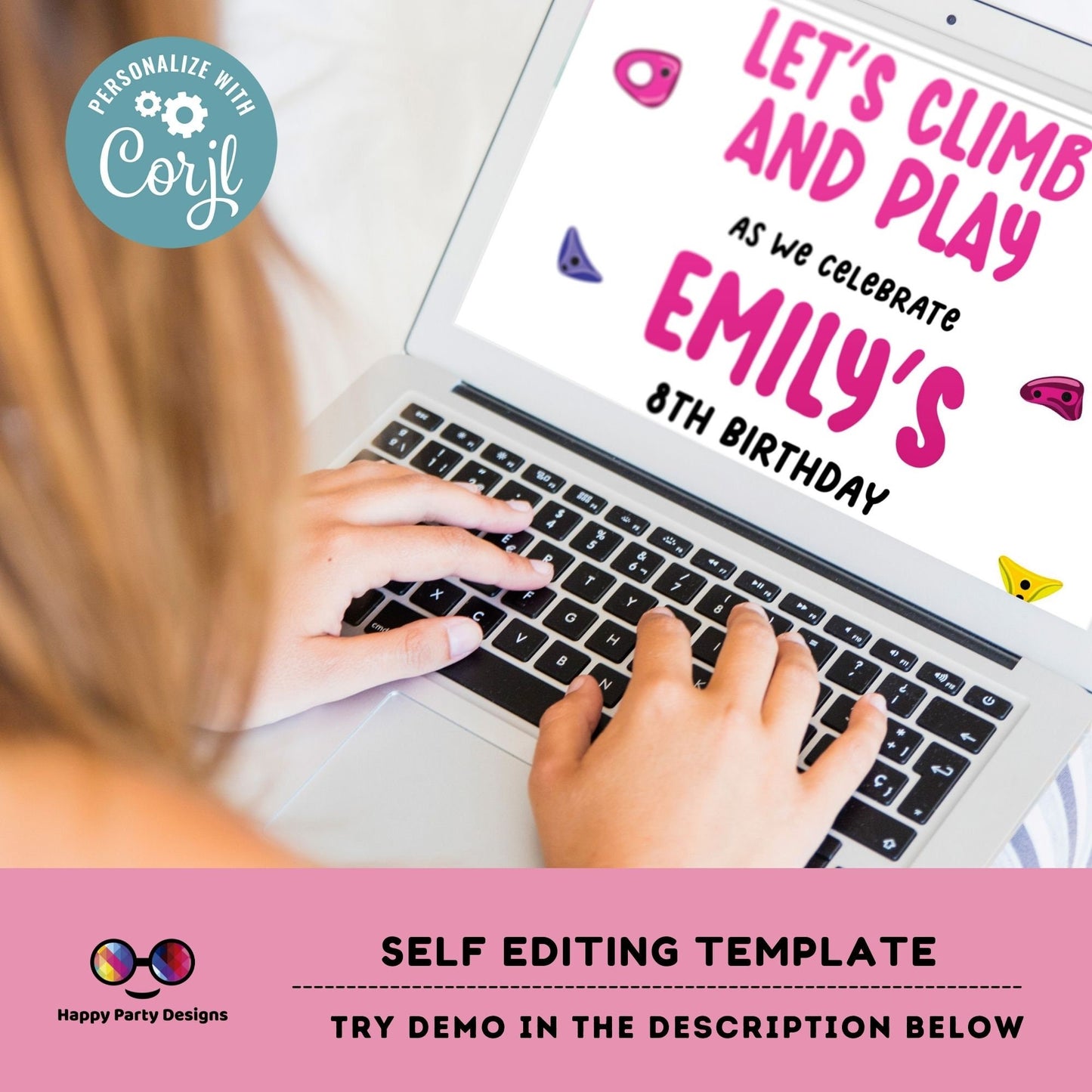 Editable let's climb an play Birthday Invitation Template | Rock Climbing Party Invitation | Printable Birthday | Rock Climbing party #K176
