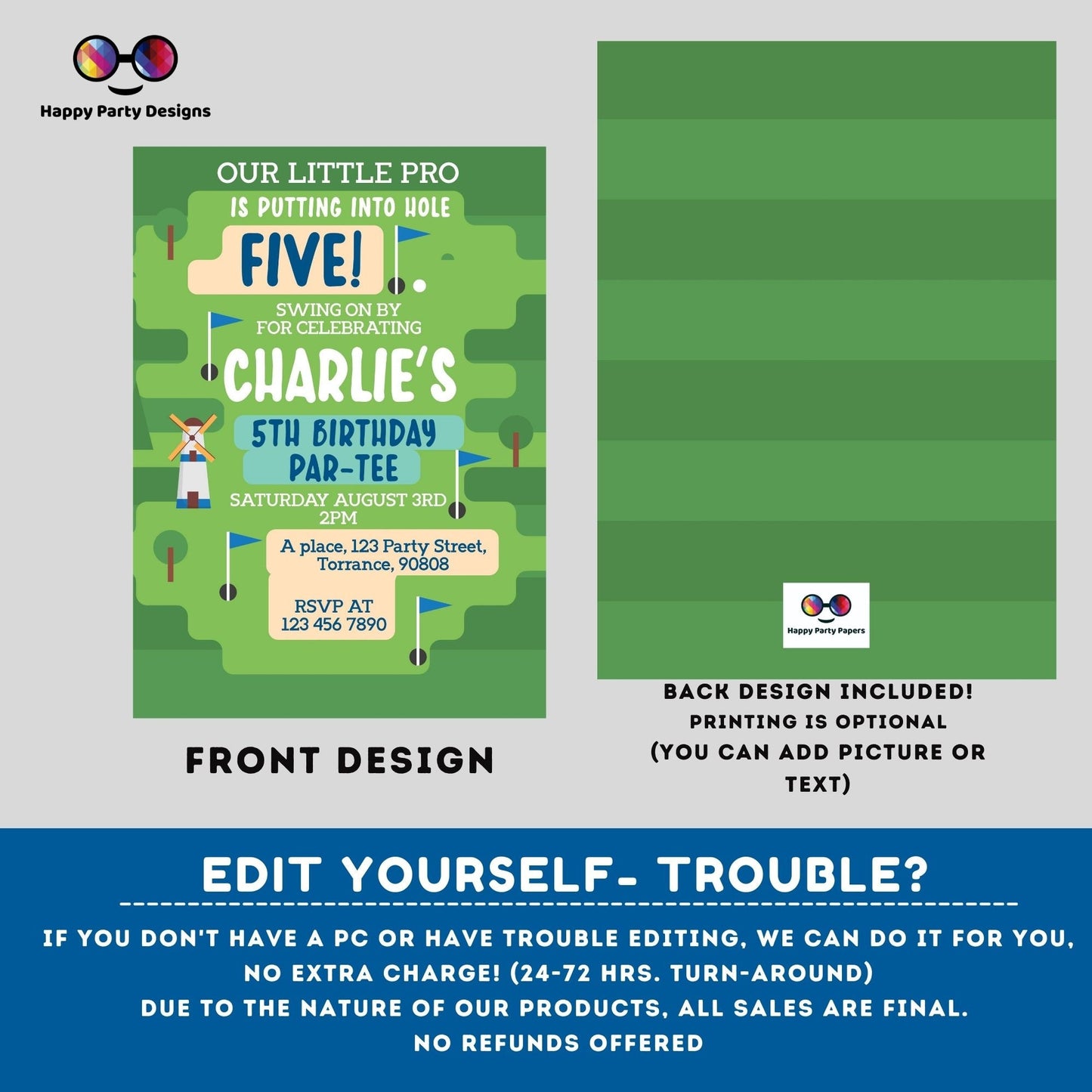Editable Mini Golf Party Invite | Boy Golf Invitation | Printable Golf Birthday Party Invitation | Printable Invite Mini Golf #K180