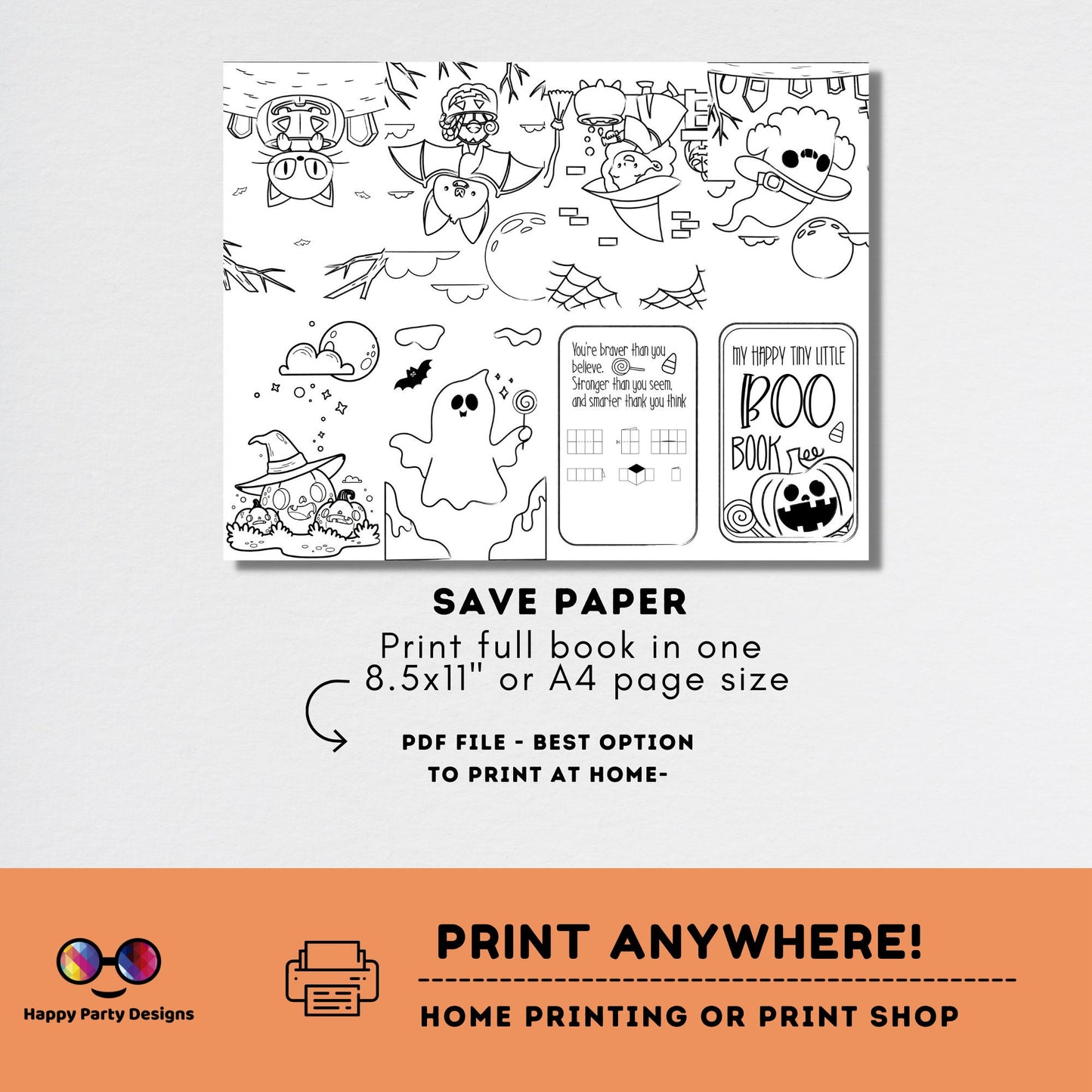 My happy tiny little Halloween coloring Book | Coloring booklet for Halloween | Printable Booklet Halloween Party | Printable Booklet #K213