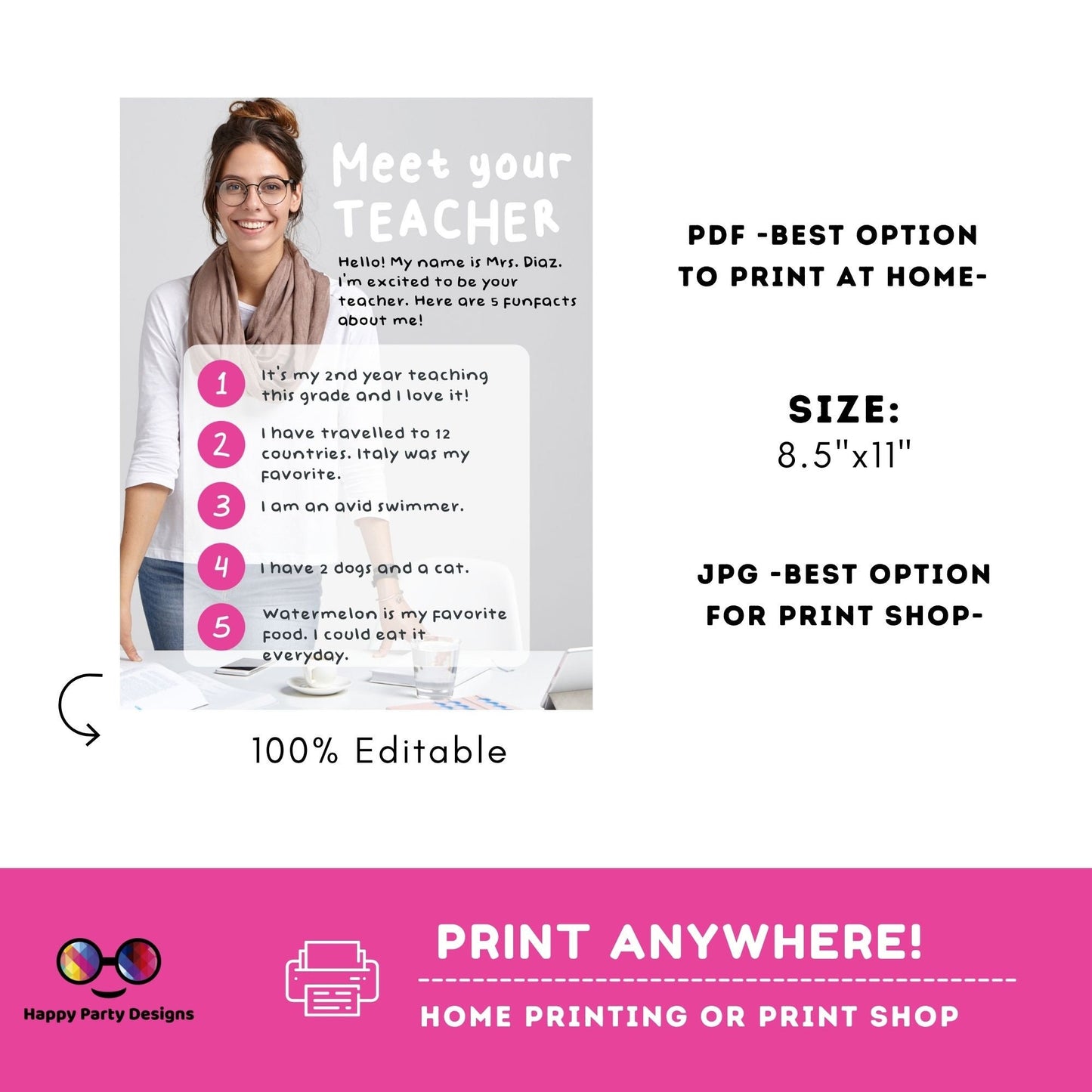 Editable Meet the Teacher modern Template | Meet the Teacher Template | Back to School | Welcome Letter Printable | Meet the Teacher #S2