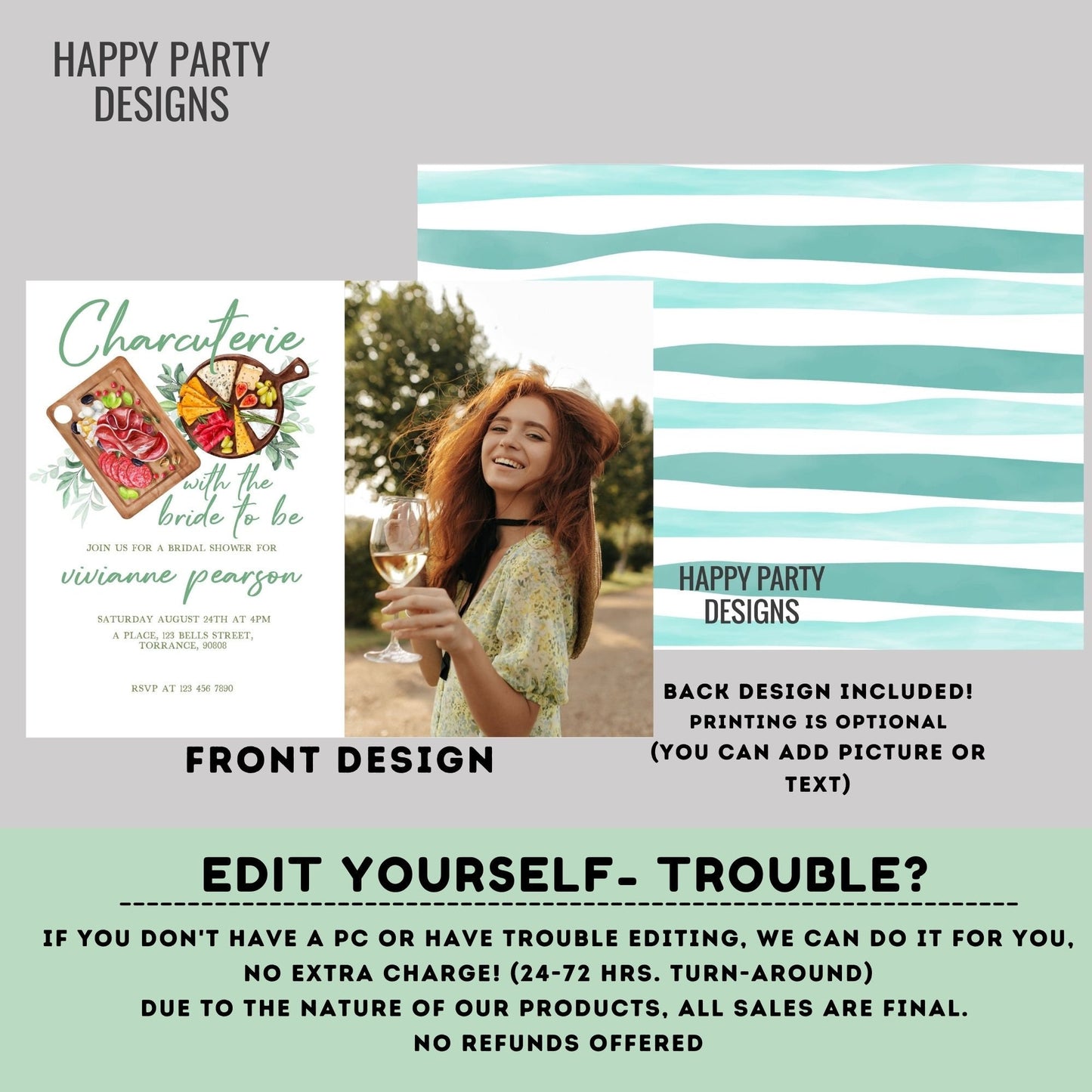 Bridal Shower Charcuterie Party Invitation Template | Printable Bridal Shower Invite | Bridal Charcuterie invitation template #W10