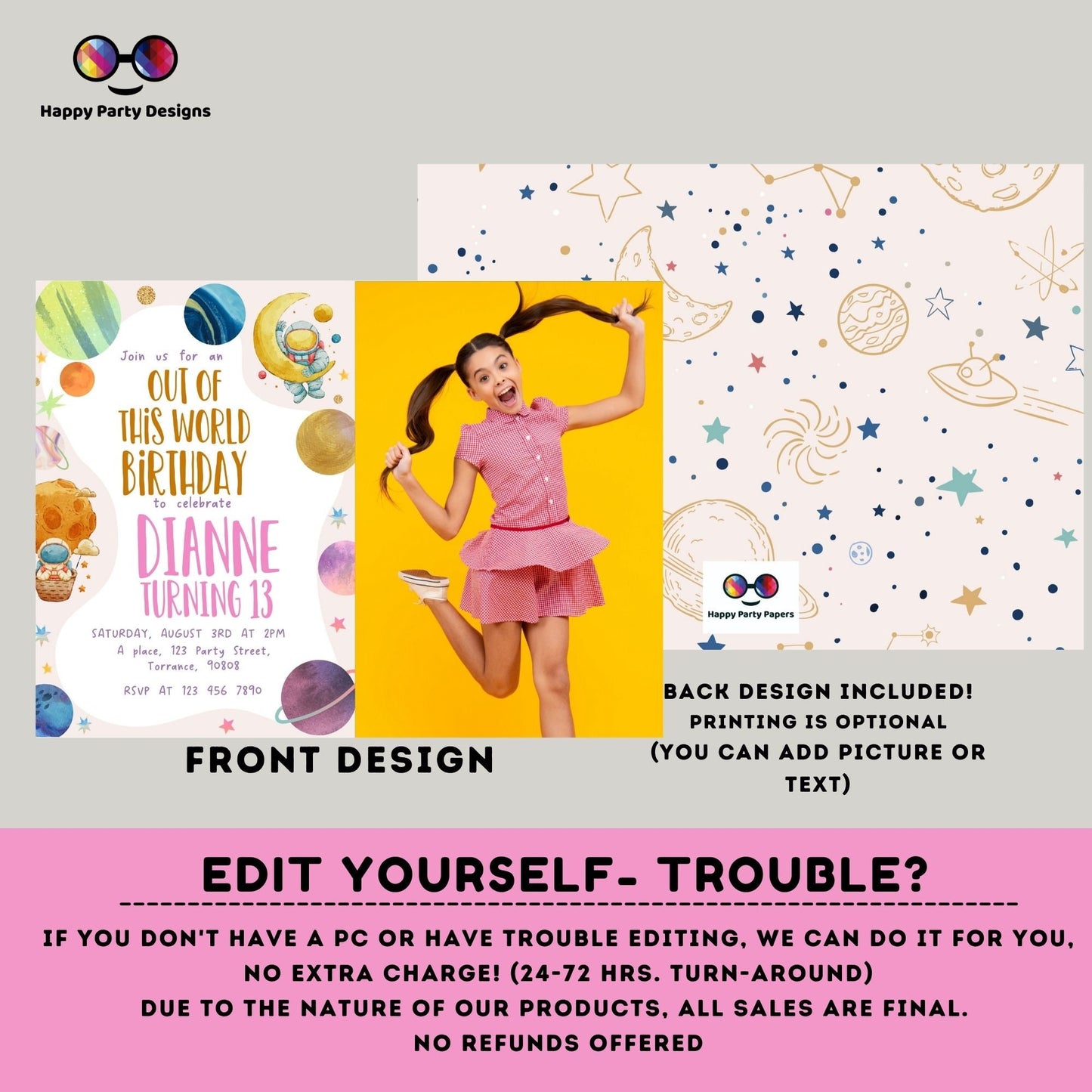 Editable Outer Space Birthday Invitation | astronaut Invitation | Birthday invitations | Outer Space Birthday Invitation | galaxy #K80