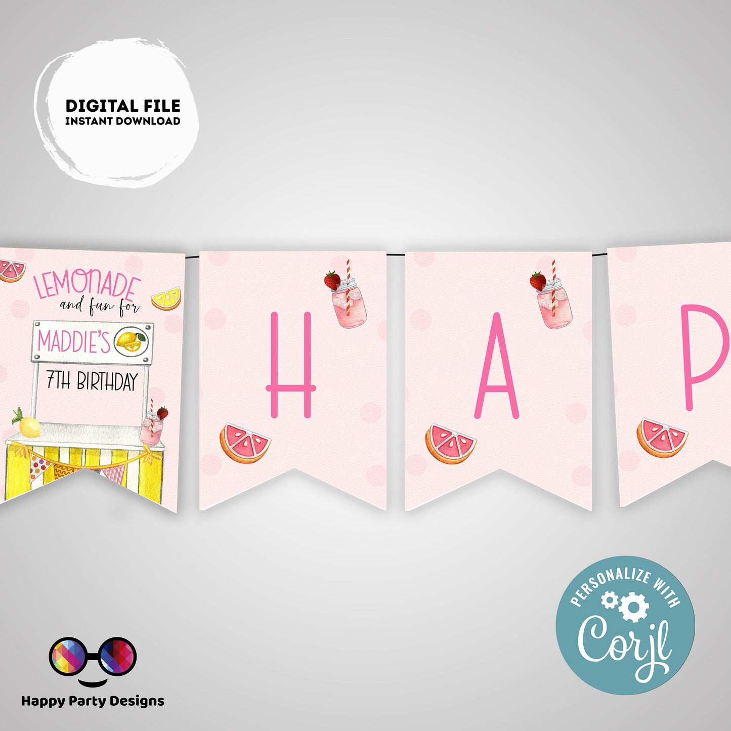 Happy Birthday Lemonade Banner | Lemonade party | Birthday banner | Lemonade birthday party | birthday boy | Lemonade birthday #K100