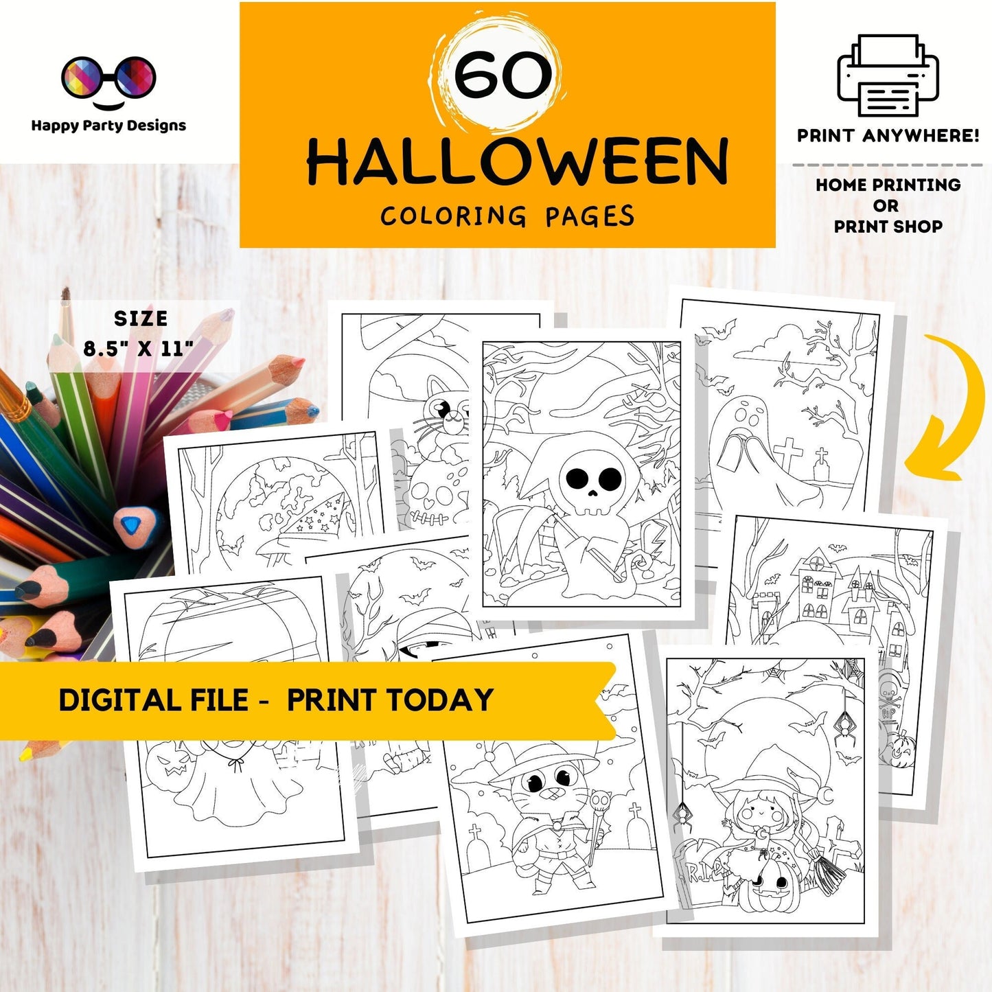 Halloween Coloring Pages | for Kids | Halloween monster Coloring pages | Halloween activities | 60 Halloween pages to color | Halloween #C1