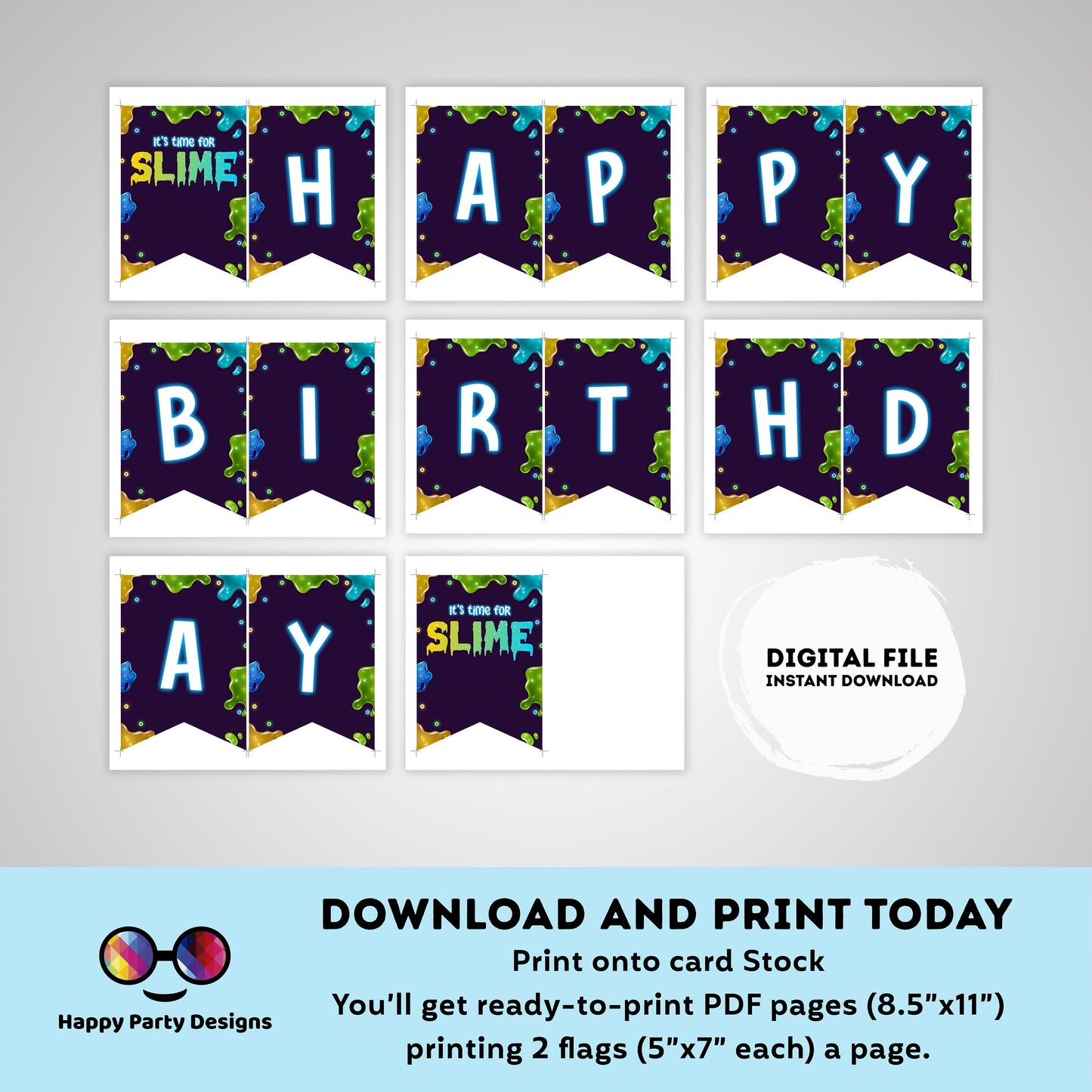 Happy Birthday slime Banner | slime party | Birthday banner | Slime birthday party | birthday girl | birthday boy | slime Banner #K125
