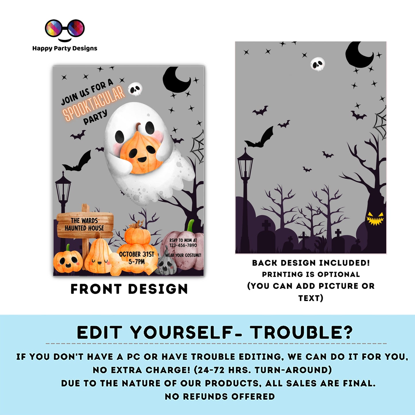 Spooktacular party invitation | Editable kids Halloween party | Halloween Party Invitation | costume party #K197