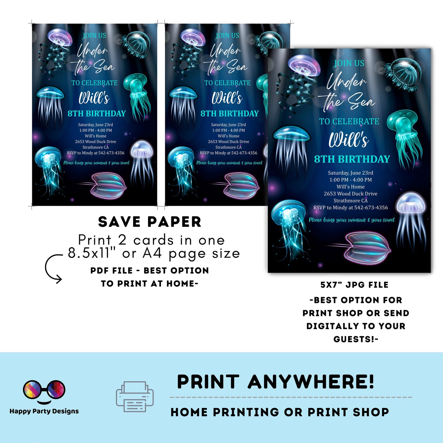 Under the sea Invitation invitation | Editable Ocean Invitation | under the sea party | under the sea invite | boy birthday | any age #K199
