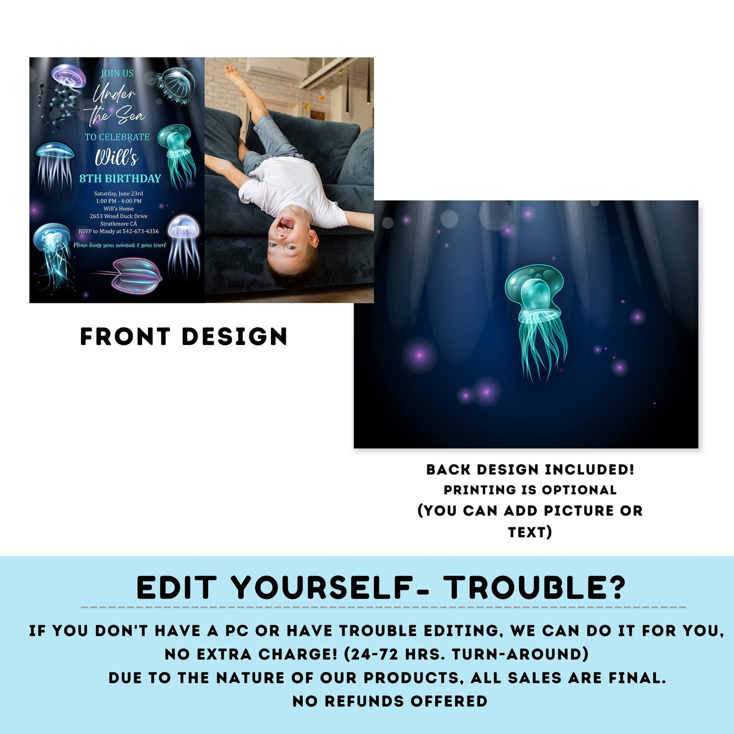 Under the sea Invitation with photo | Editable Ocean Invitation | under the sea party | under the sea invite | boy birthday | any age #K199