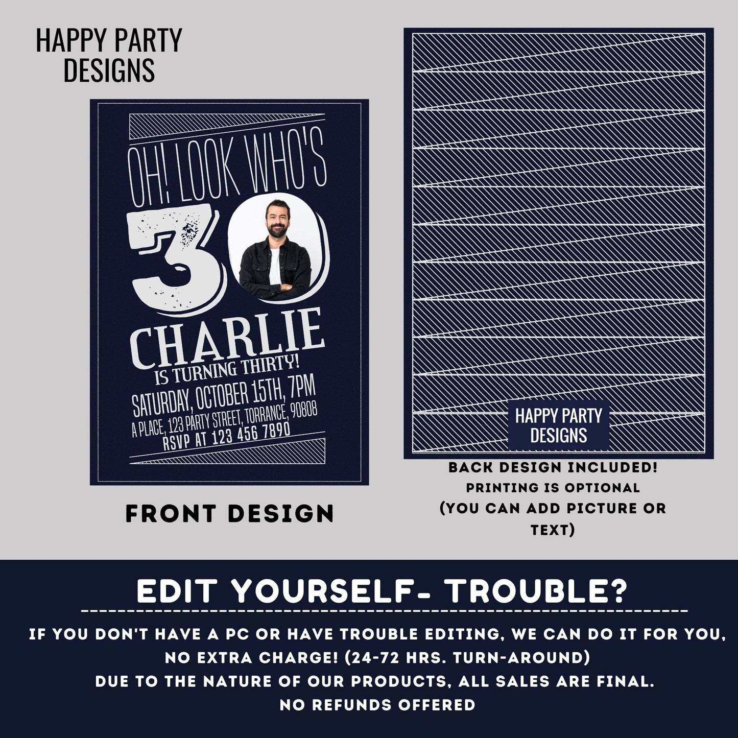 Look who's 30 Party Invite Printable | 30th birthday | Surprise party | Birthday Invite | Modern 30th Birthday #A20