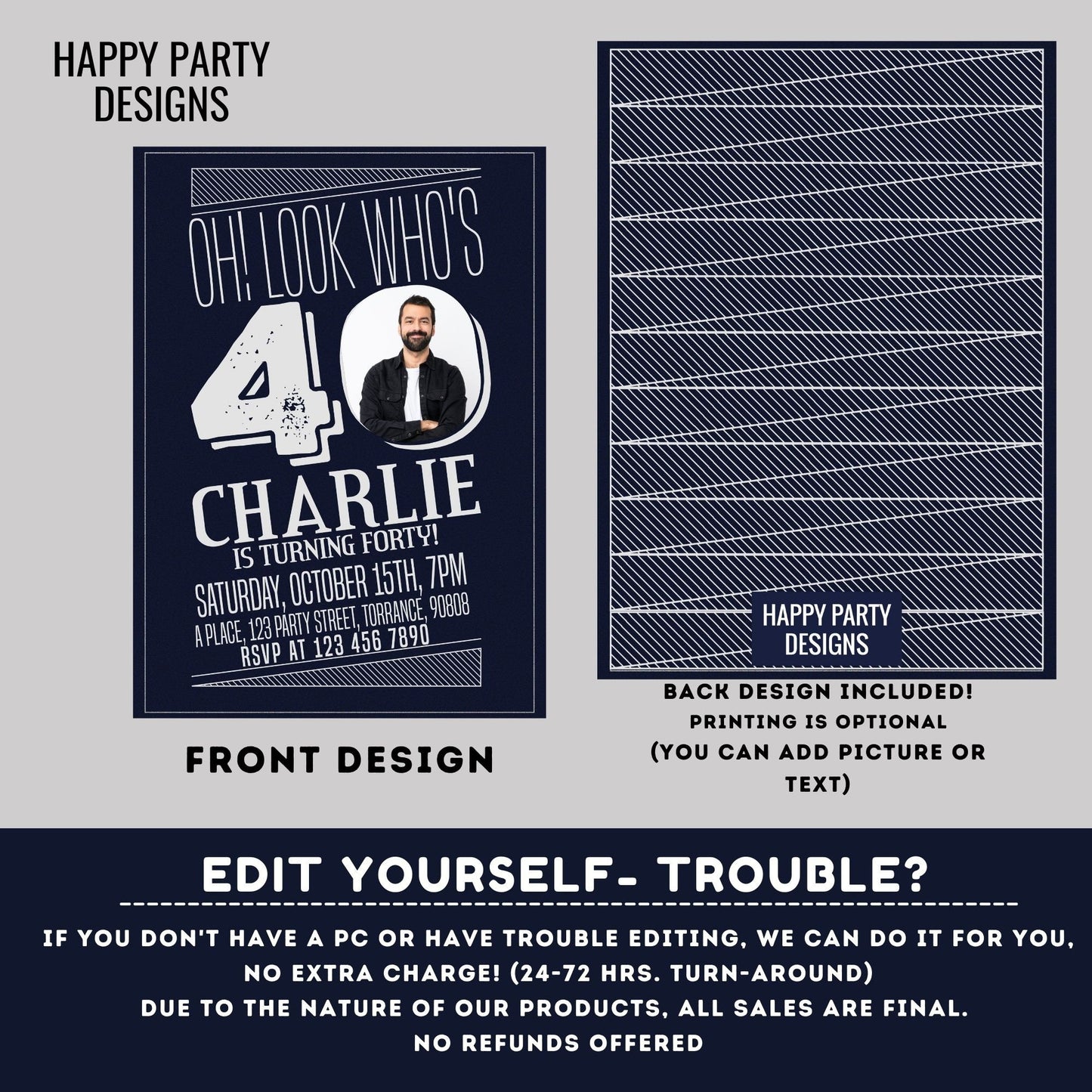Look who's 40 Party Invite Printable | 40th birthday | Surprise party | Birthday Invite | Modern 40th Birthday #A20