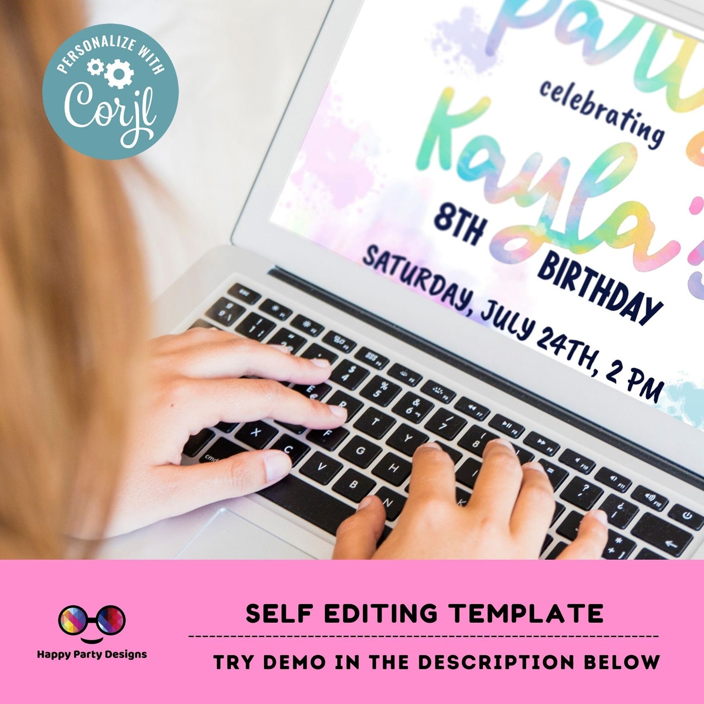 Editable Tie Dye Invitation Instant Download | Pink Tie Dye Birthday Invitations | Editable Tie Dye Party Invite | Printable Tie-Dye #K228