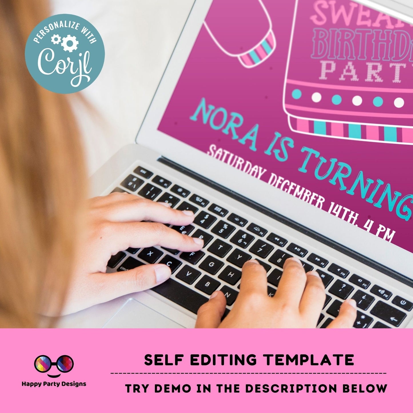 Editable Ugly Sweater Birthday Invitation | Christmas birthday printable invite | Ugly sweater Invitation | Ugly Christmas Invitations #A28