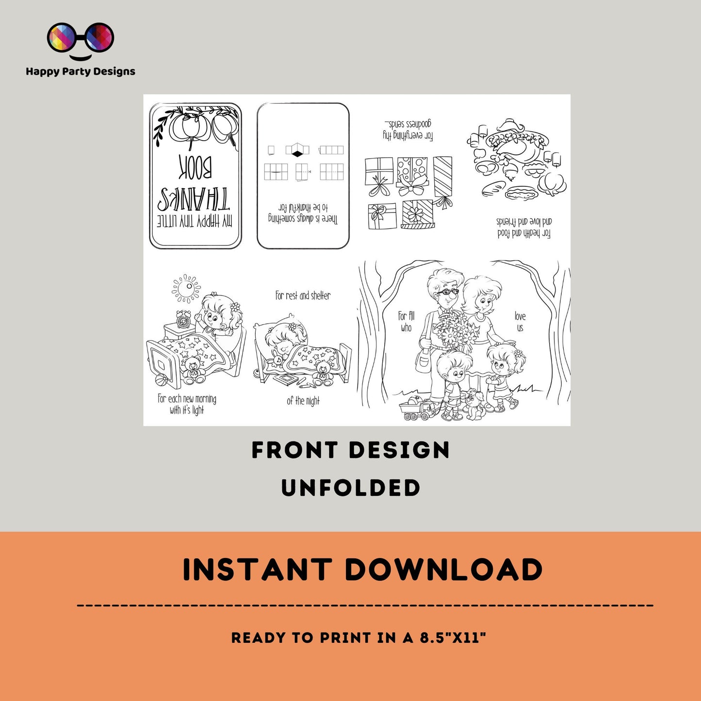 My happy tiny little Thanks coloring Book | Coloring booklet for Halloween | Printable Booklet Halloween Party | Printable Booklet #K213