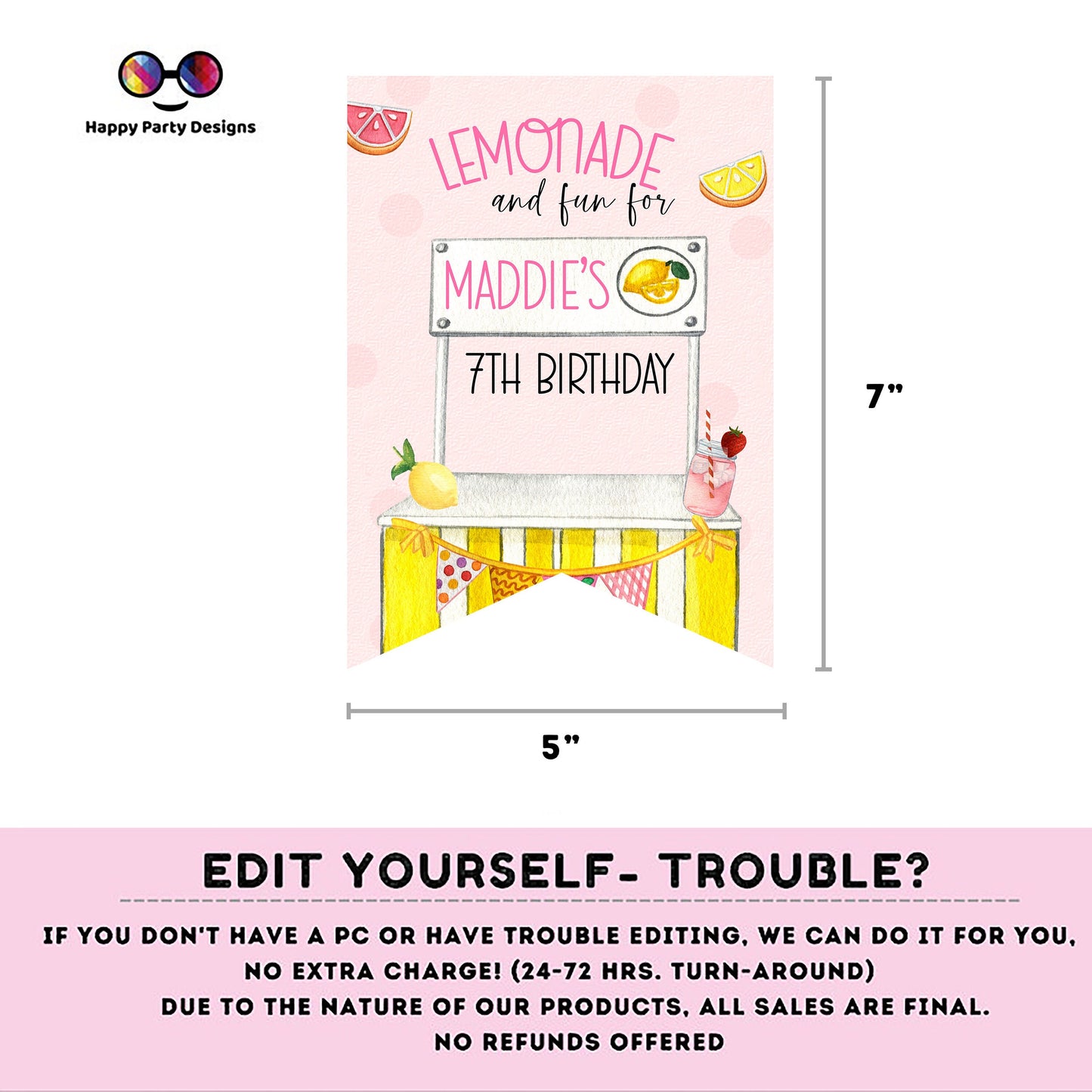 Happy Birthday Lemonade Banner | Lemonade party | Birthday banner | Lemonade birthday party | birthday boy | Lemonade birthday #K100