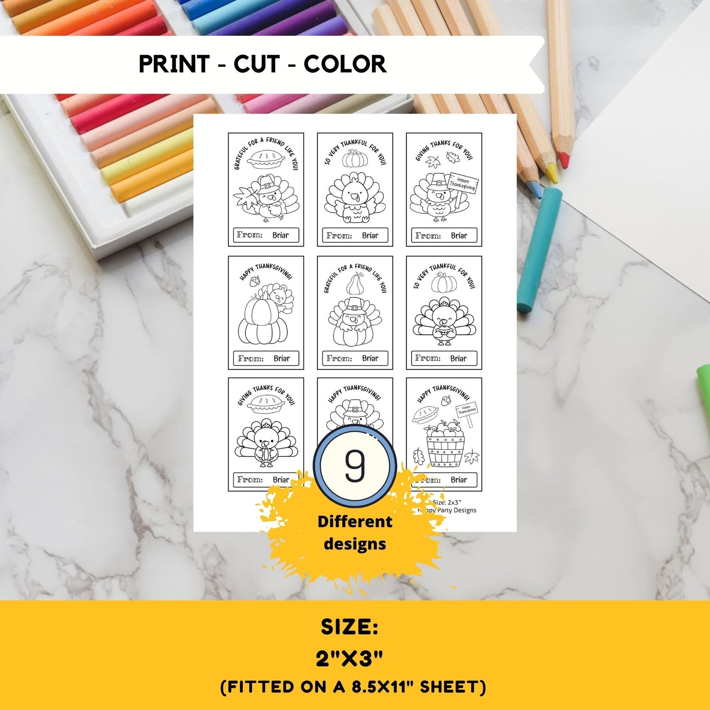 Editable Thanksgiving Printable Coloring Cards Editable Set of 9 | for Kids | Thanksgiving Coloring Activity | Thanksgiving activity