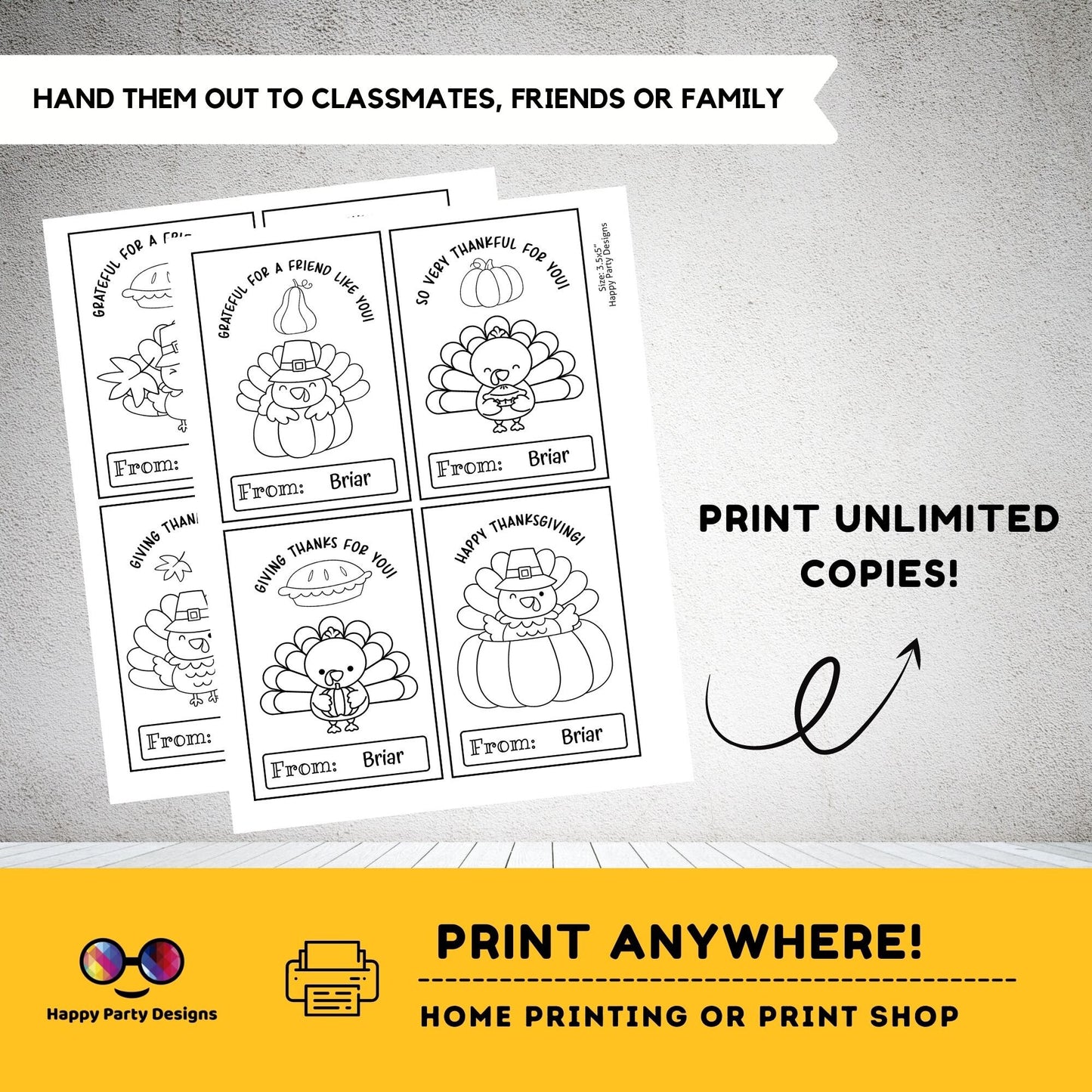 EDITABLE Thanksgiving Printable Coloring Cards Editable Set of 8 | for Kids | Thanksgiving Coloring Activity | Thanksgiving activity #K258