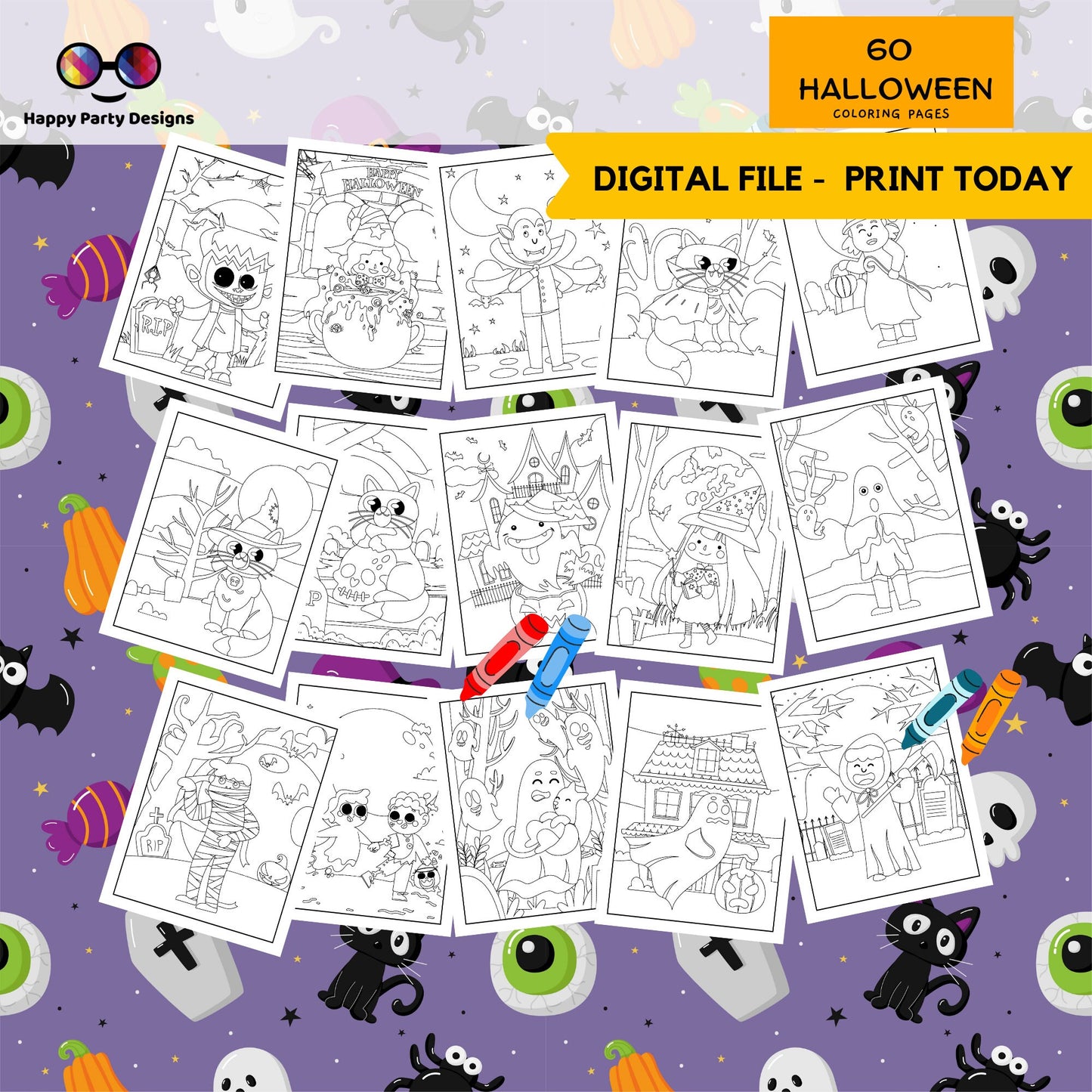 Halloween Coloring Pages | for Kids | Halloween monster Coloring pages | Halloween activities | 60 Halloween pages to color | Halloween #C1