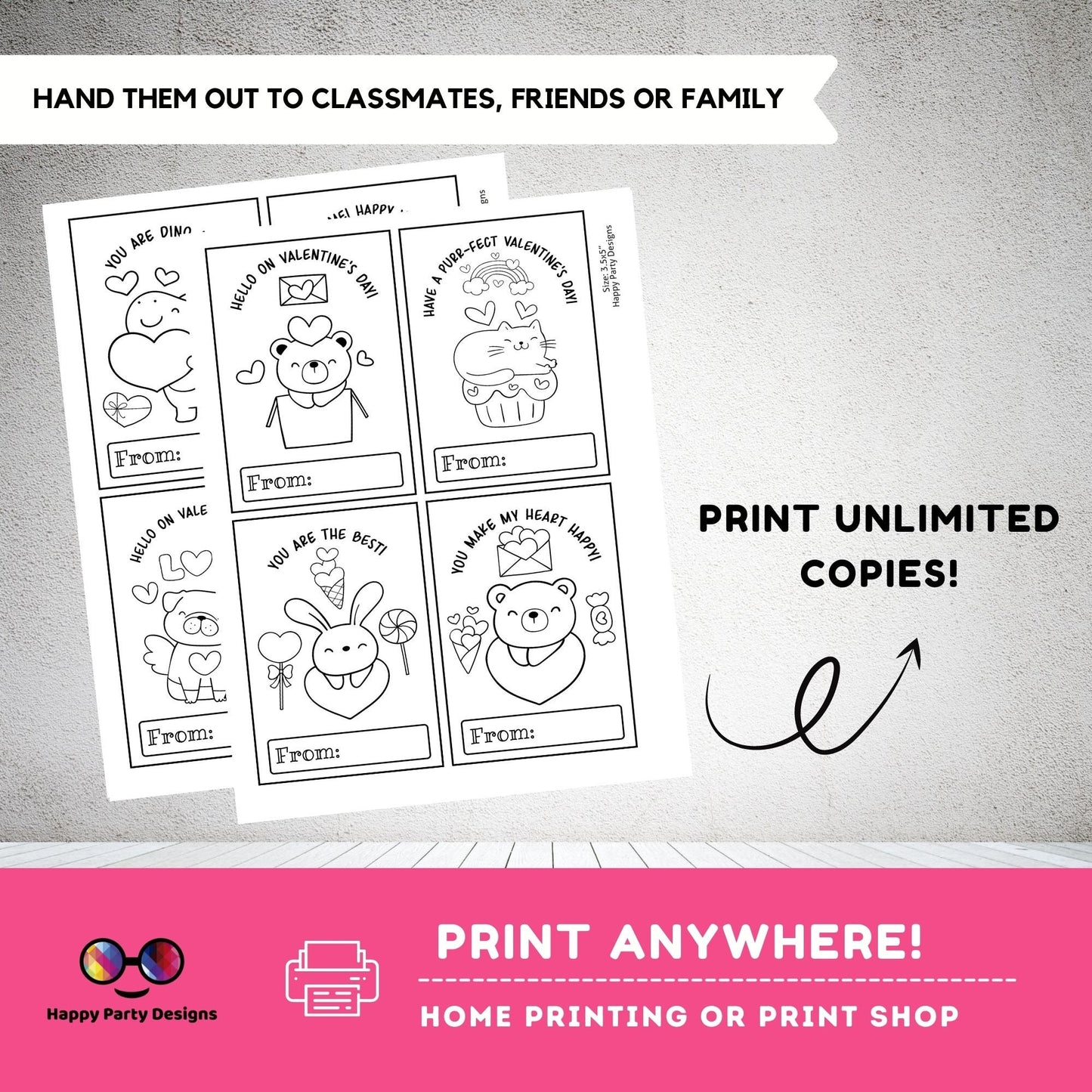 Valentines Printable Coloring Cards Editable Set of 8 | for Kids | Valentines Coloring Activity | Valentines activity