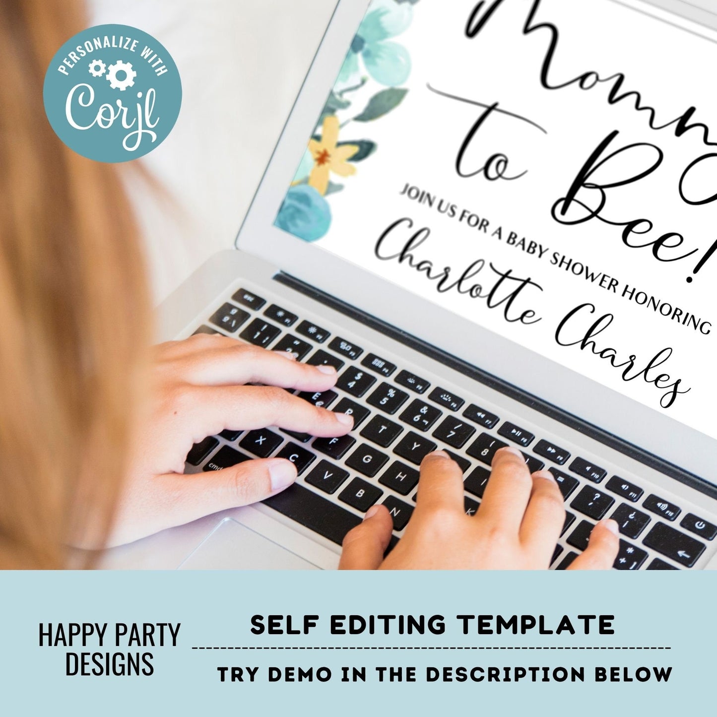 Mommy to be Shower Invitation Template | Editable Baby Shower | Baby boy Invitation | Floral Printable Invitation | Blue flowers #B43