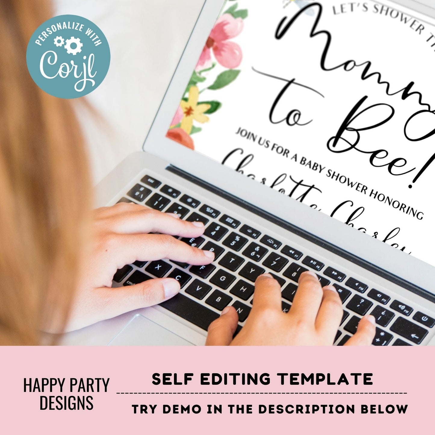 Mommy to be Shower Invitation Template | Editable Baby Shower | Baby girl Invitation | Floral Printable Invitation | pink flowers #B43