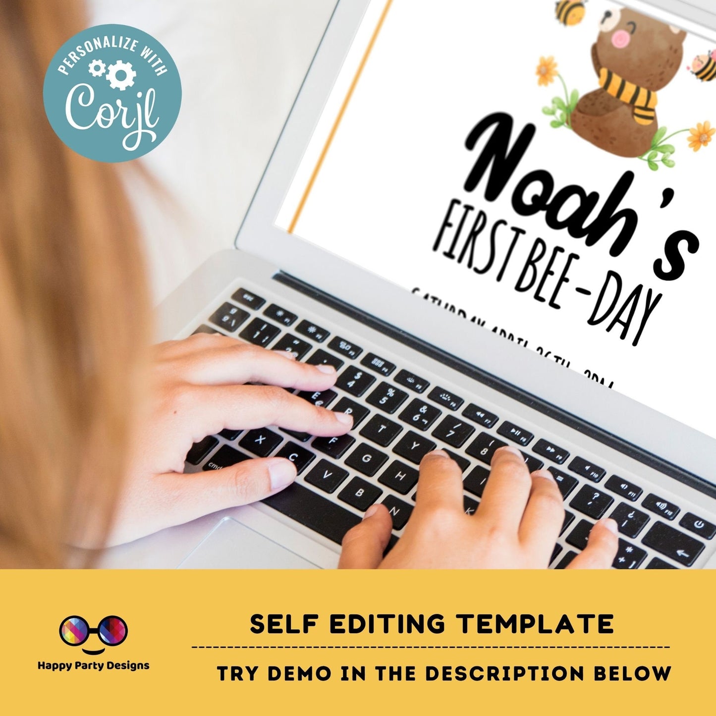 Our honey 1st Bee-Day party invitation template | First Birthday | bee neutral birthday invitation | bee birthday party invitation #K221