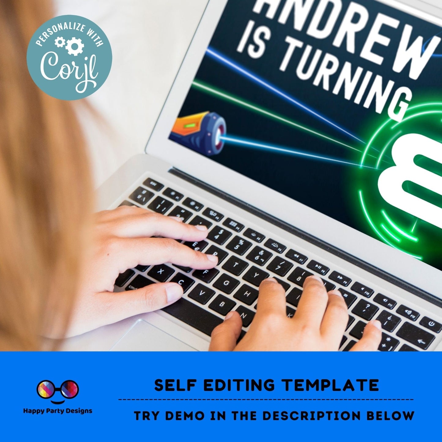 Kids Editable Laser Tag birthday invitation | Printable Birthday laser tag Party Invitations | Any Age | Birthday boy laser party #K241