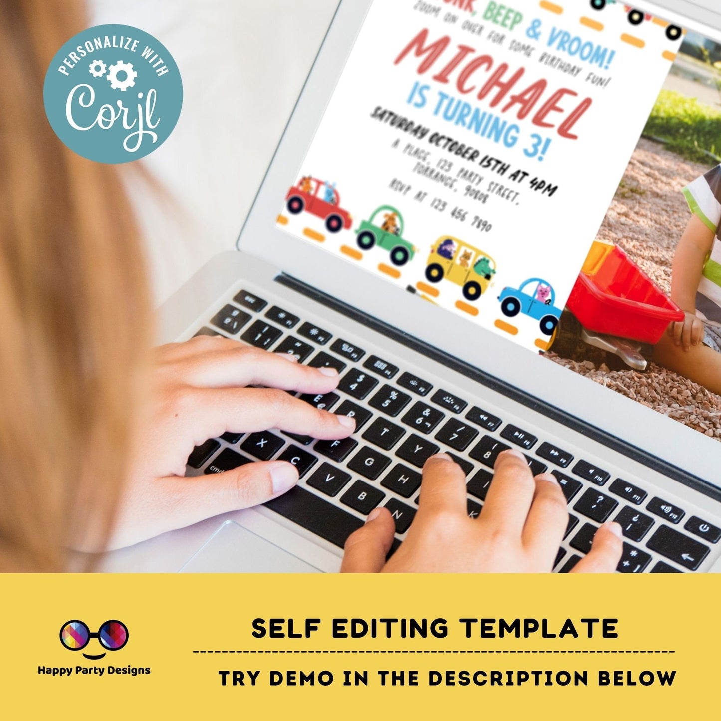 Editable Transportation Birthday Invitation with photo | Truck Birthday Invitation | Cars Birthday | Truck and Cars Birthday template #K227