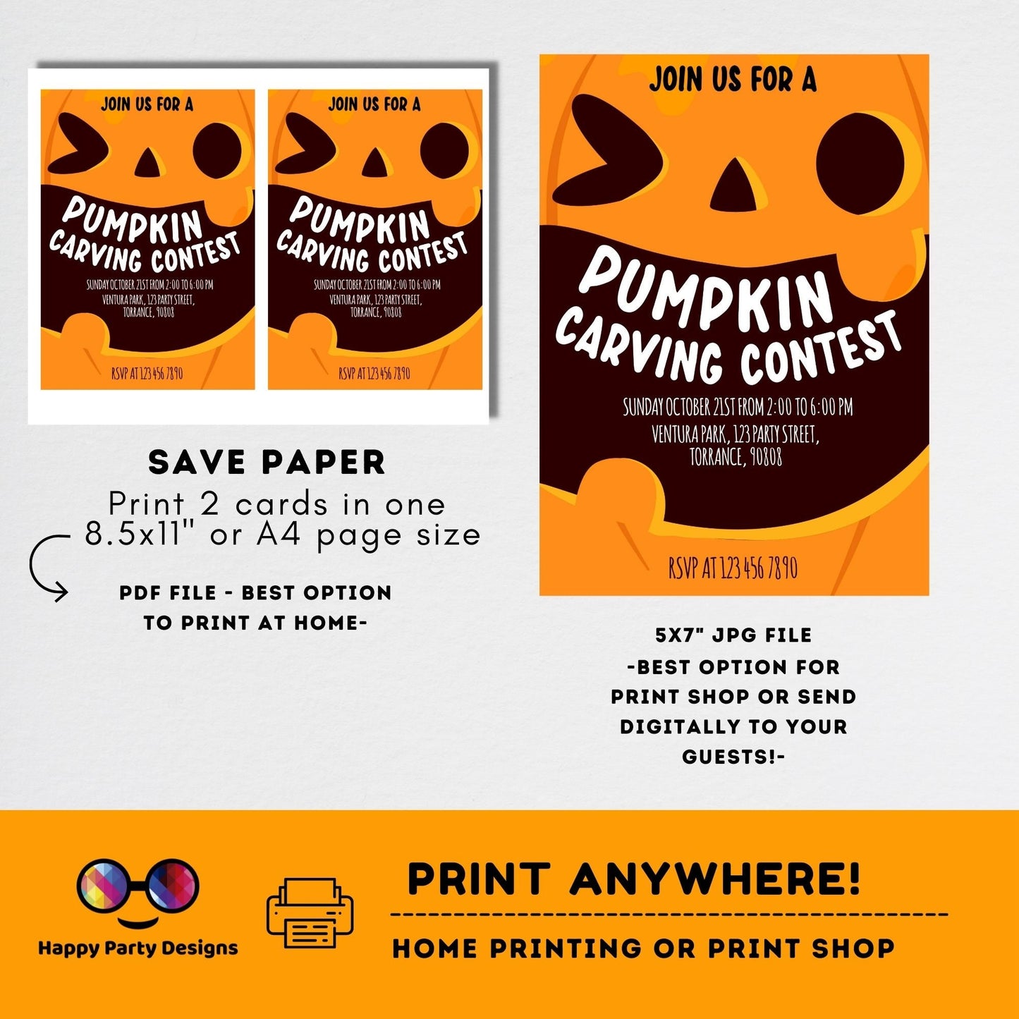 Editable pumpkin carving invitation | Halloween party | Pumpkin carving Invitation | PRINTABLE Pumpkin carving invitation #A30