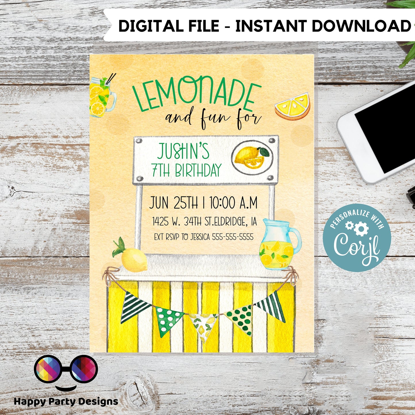Lemonade Invitation bundle | lemonade Invite | Lemonade Party Invitation | Garden Invite | Lemonade Stand Invitation Girl birthday #K101