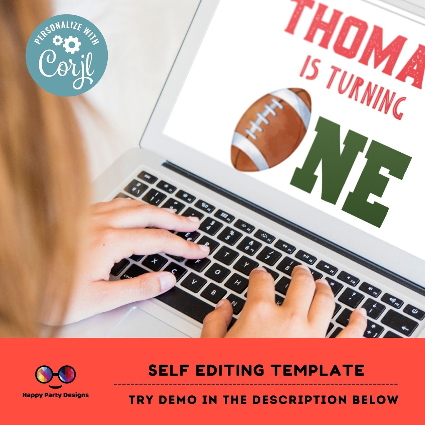 Minimalist Football Birthday Invitation Template | Rookie of the year | Football Theme Birthday | Sports invite | Football party #K252