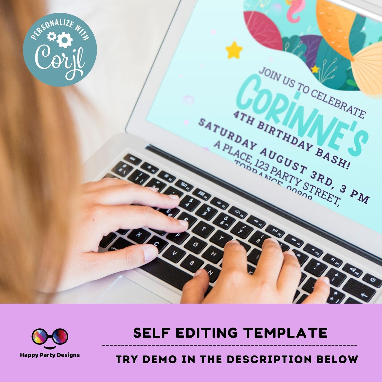 Editable Mermaid Invitation | African American mermaid party | Mermaid Birthday | Mermaid Digital File | INSTANT download #K237
