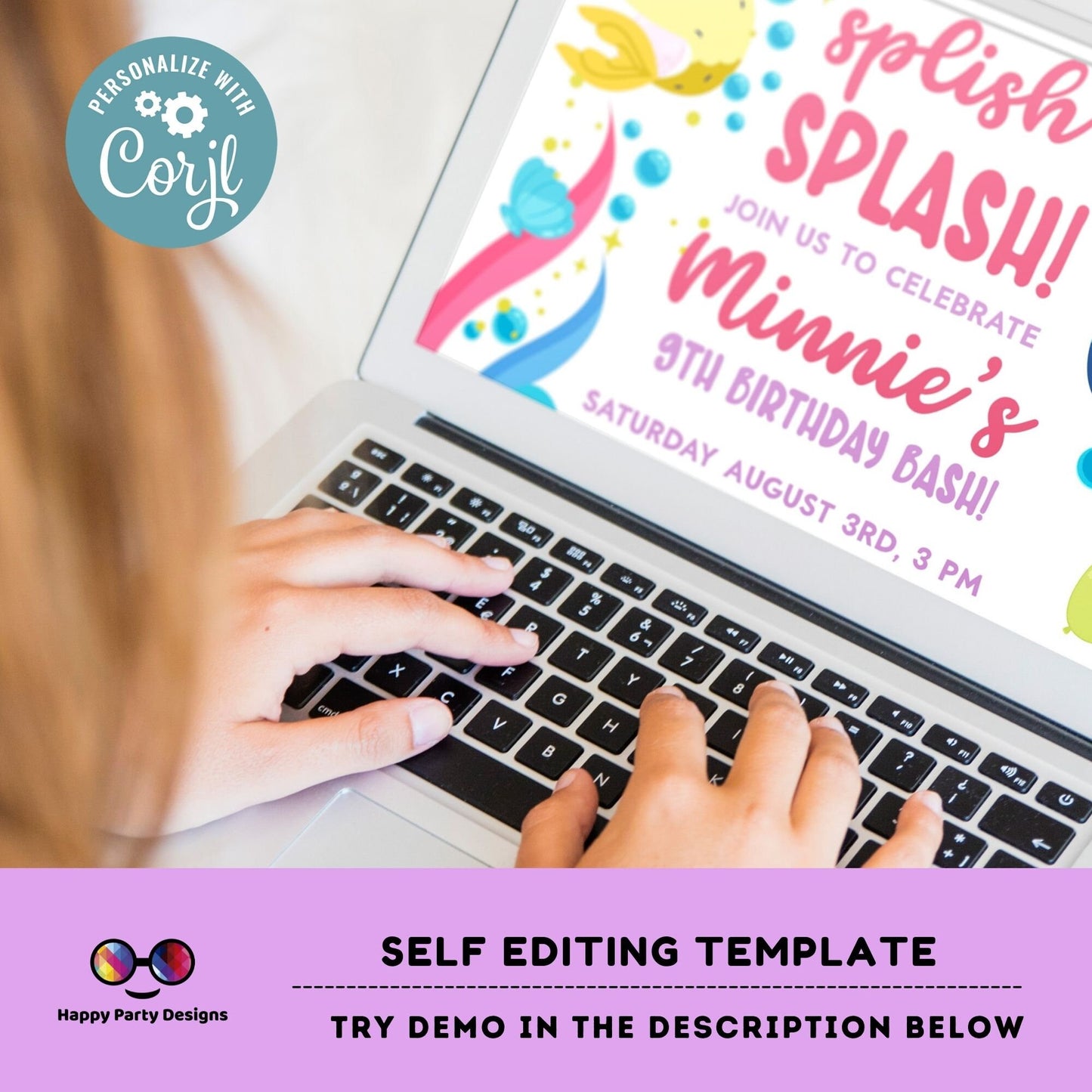 Editable Mermaid Invitation | African American mermaid party | Mermaid Birthday | Mermaid Digital File | INSTANT download #K238