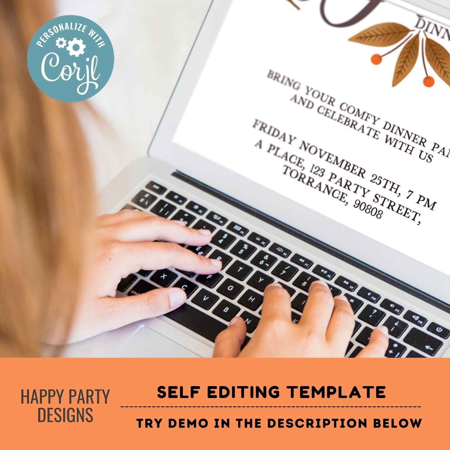 Editable Friendsgiving invitation | Thanksgiving Dinner Invitation Template | Thanksgiving Party Printable | Friends Thanksgiving #A31